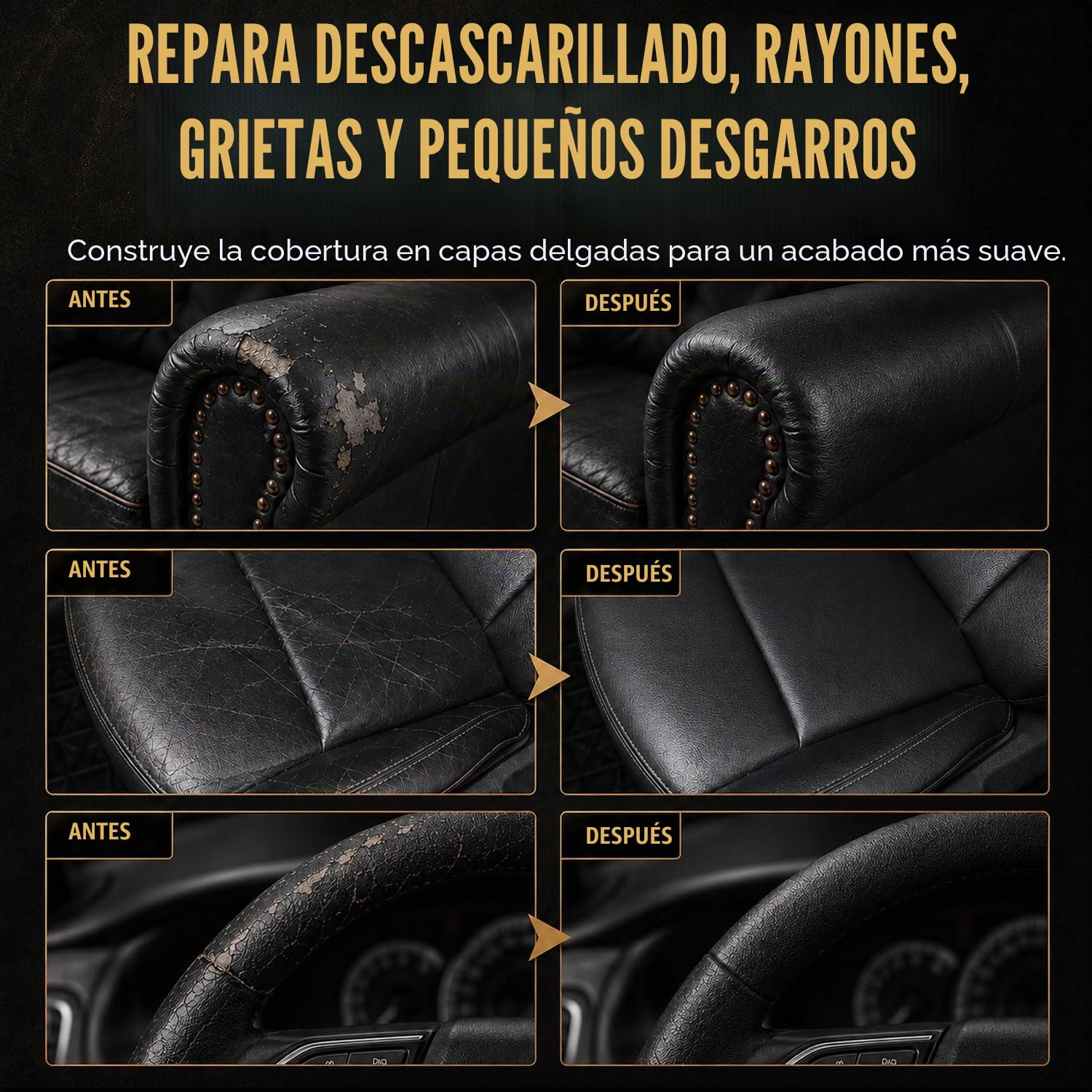 ARCSSAI Reparación de Cuero Negro de Vinilo para Muebles, Asientos de automóviles, Chaquetas, Zapatos, Cuero sintético, sin calefacción