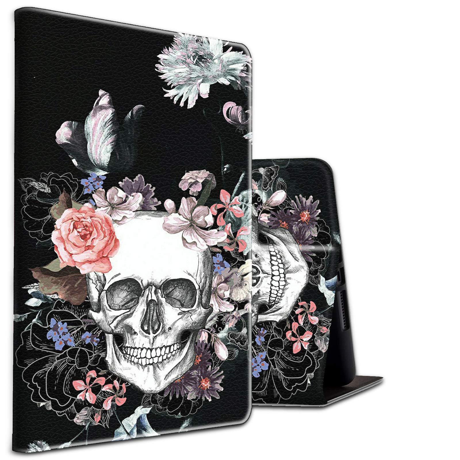 iPad 10.2 7th Generation 2019 Case,Skyfree 10.2 iPad Case with Skull Pattern Soft TPU with Auto Sleep/Wake Protective Leather Smart Case for Apple iPad 10.2