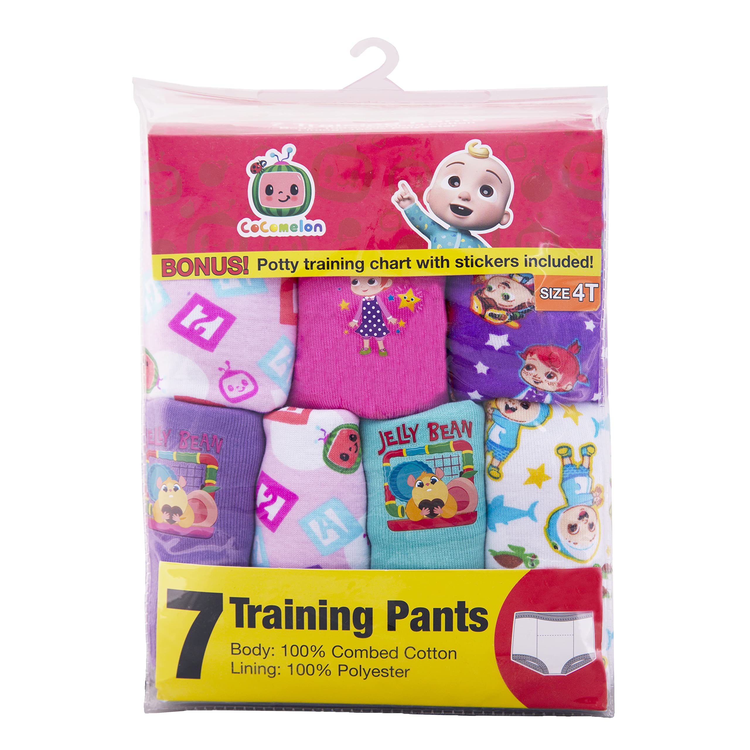 Coco Melon 7-Pack Girls Training Pants Underwear 100% Cotton Fun Potty Training 2T
