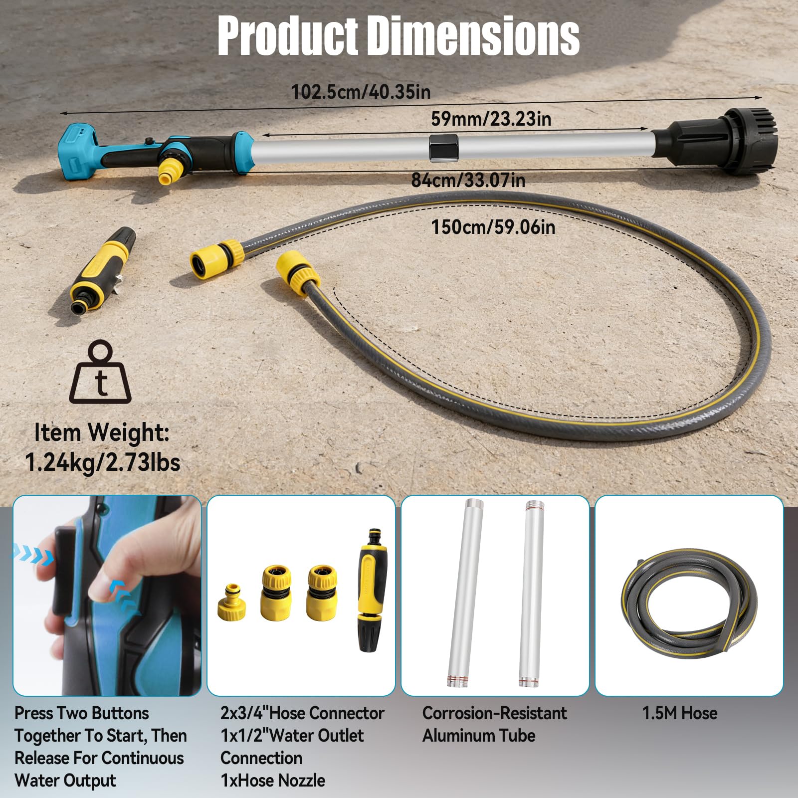 Pompe de transfert d'eau sans fil compatible avec Ma-Kita 18 V, pompe de transfert portable, hauteur de tête de 3 m, débit élevé de 3600 l/h pour sous-sol, piscine, étang, barils de pluie, drainage de