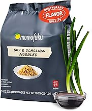 Momofuku Soy & Scallion Ramen Noodles by David Chang, 5 Count (Pack of 1) Air-Dried Vegan Instant Noodles with Sauce