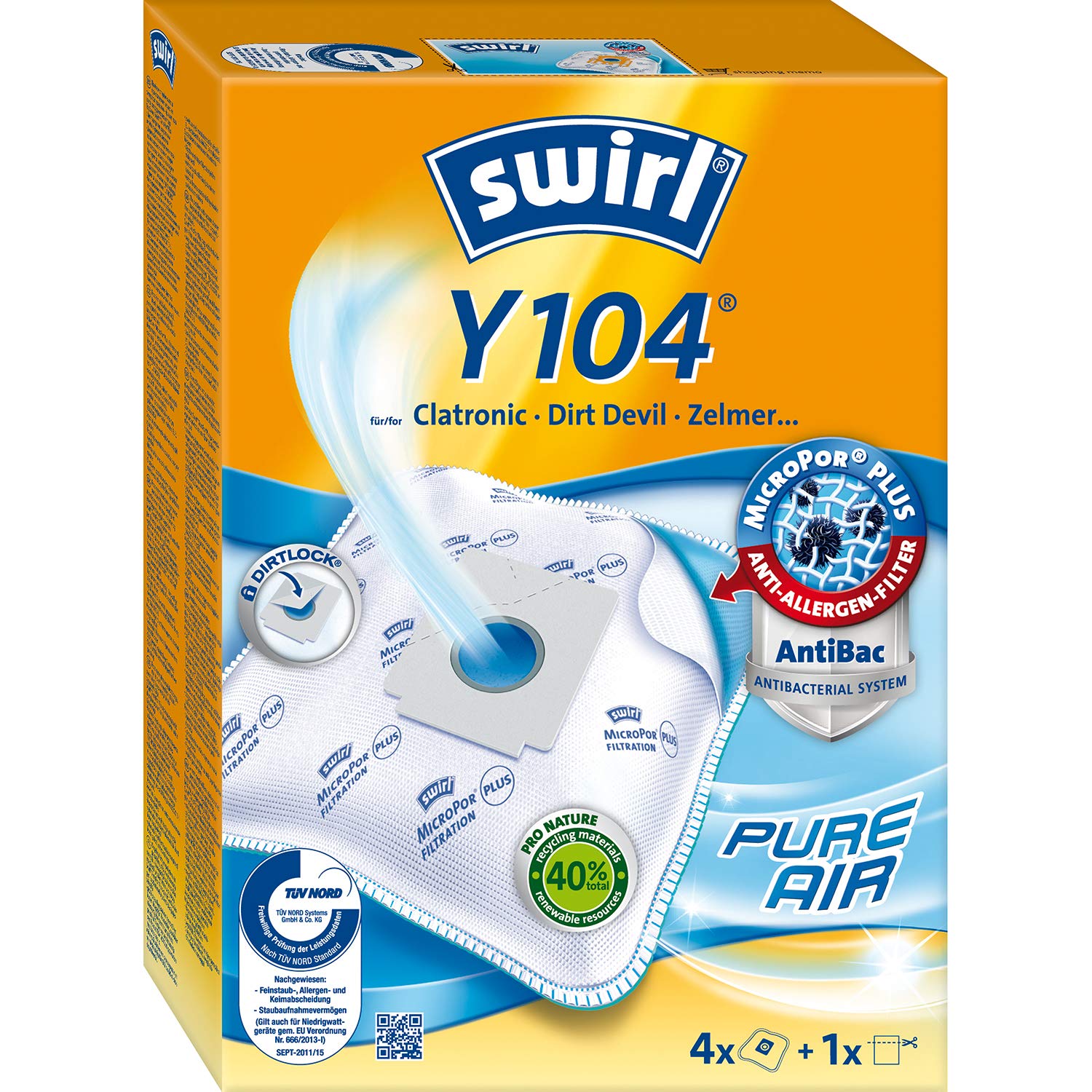Swirl Y104 Vacuum Cleaner Bags, For 