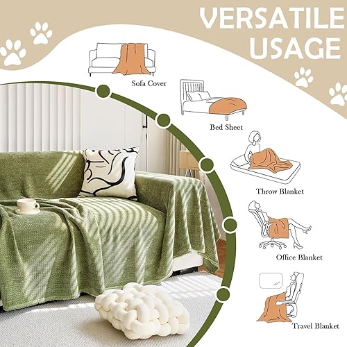 Miniatura 6 de HANDONTIME Funda verde oscuro de pana jacquard para sofá de 3 cojines, bonita funda de sofá lavable para sofá de 3 cojines, funda de felpilla suave