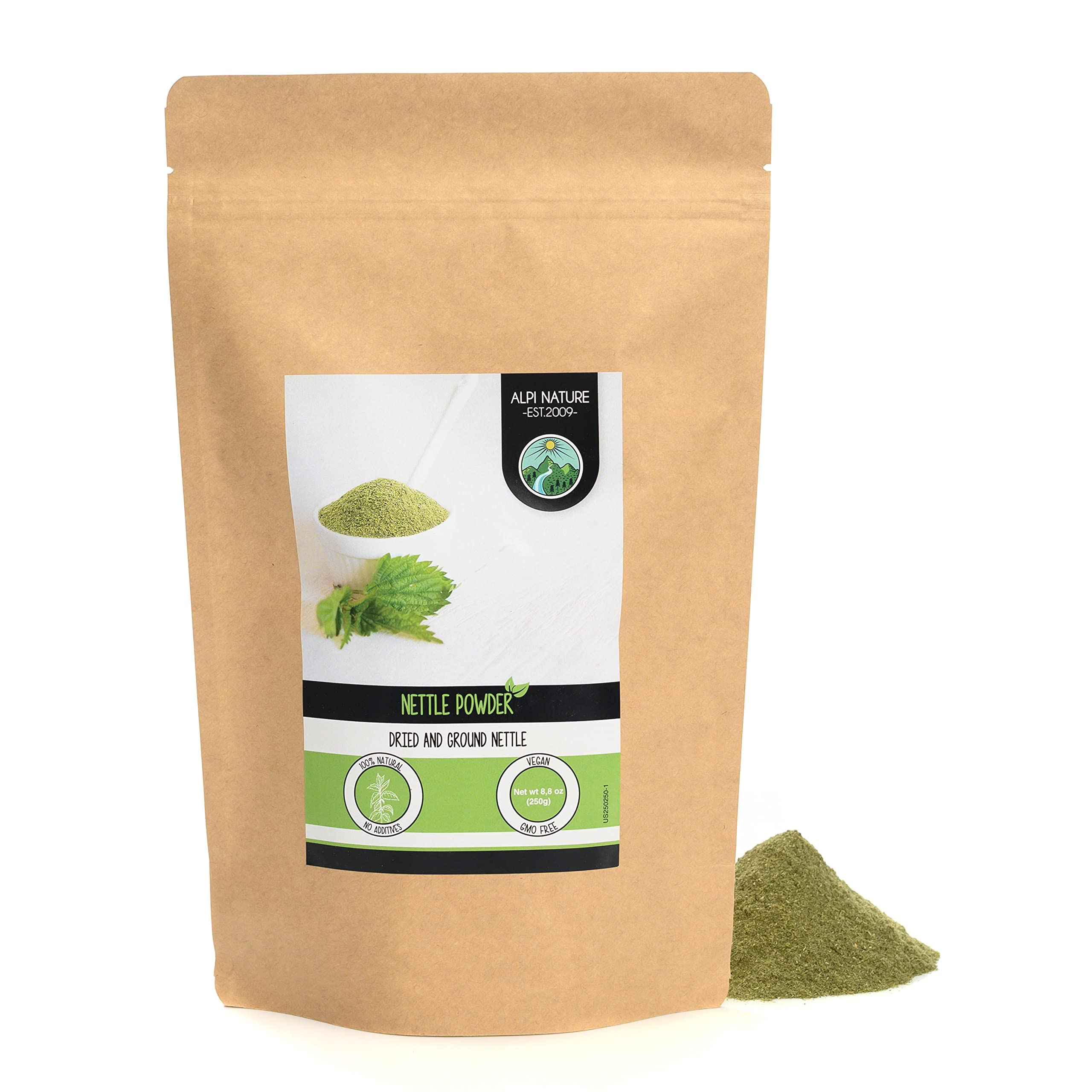 Nettle Powder (250g, 8.8oz), Stinging Nettle, 100% Natural, Gently Dried and Ground, No additives, Vegan, Nettle Leaves Ground