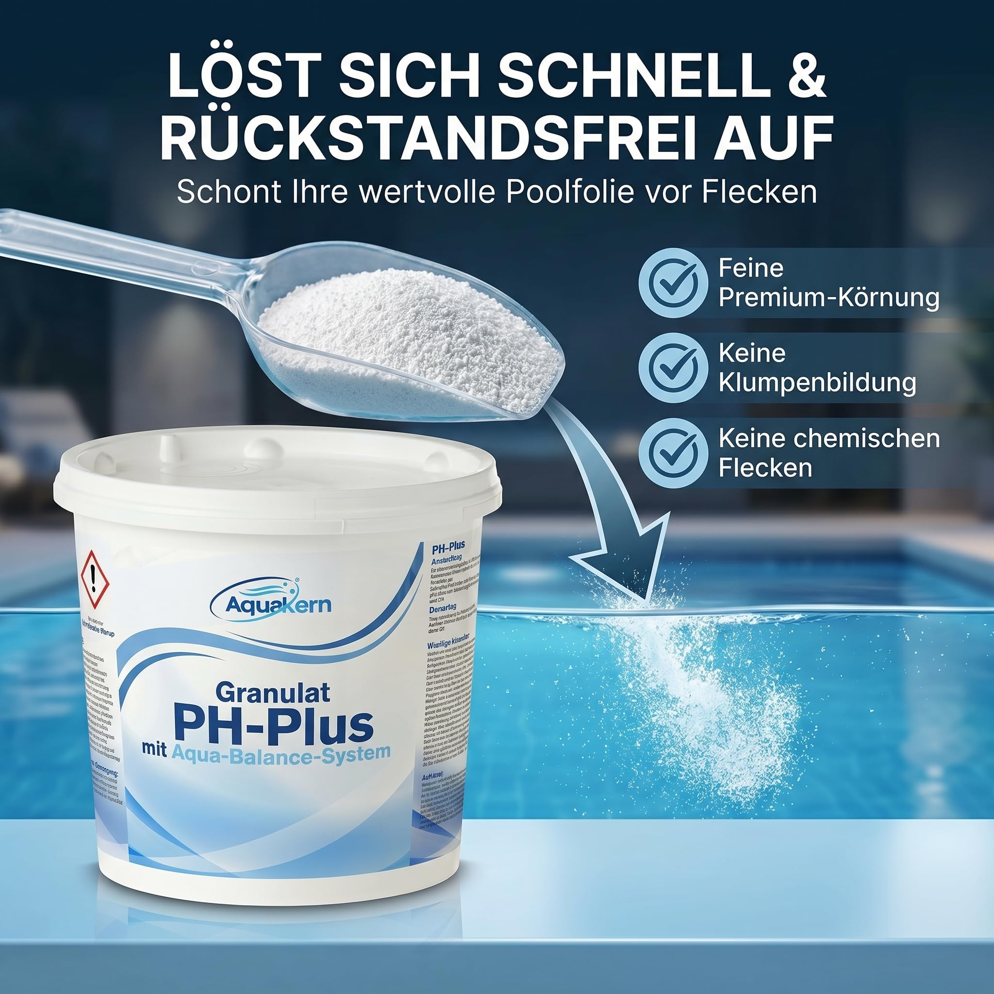 pH Plus Pool Granulat 5KG [mit Aqua-Balance] hebt den pH-Wert | pH Heber für Pool & Whirpool | Made in Europe