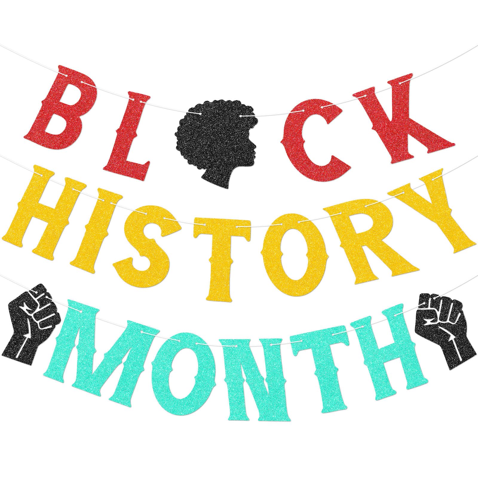 Black History Month Bunting Banner, Glitter Letter Banner Paper Party Decor