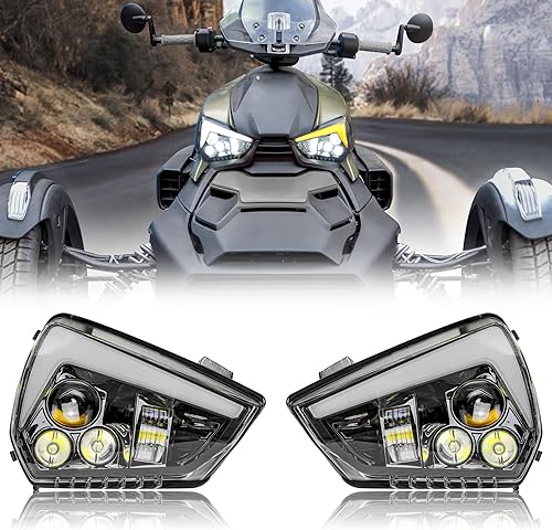 Conjunto de faros delanteros LED para Ryker, luces LED delanteras con luz de señal de giro DRL de haz alto y bajo para Can-Am Ryker 600 900 Sport y
