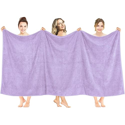 American Soft Linen Oversized Bath Sheet 40x80 Extra Large for Bathroom, 600 GSM 100% Cotton Turkish Jumbo Bathsheet Towels for Adults, Lilac Bath Sheet