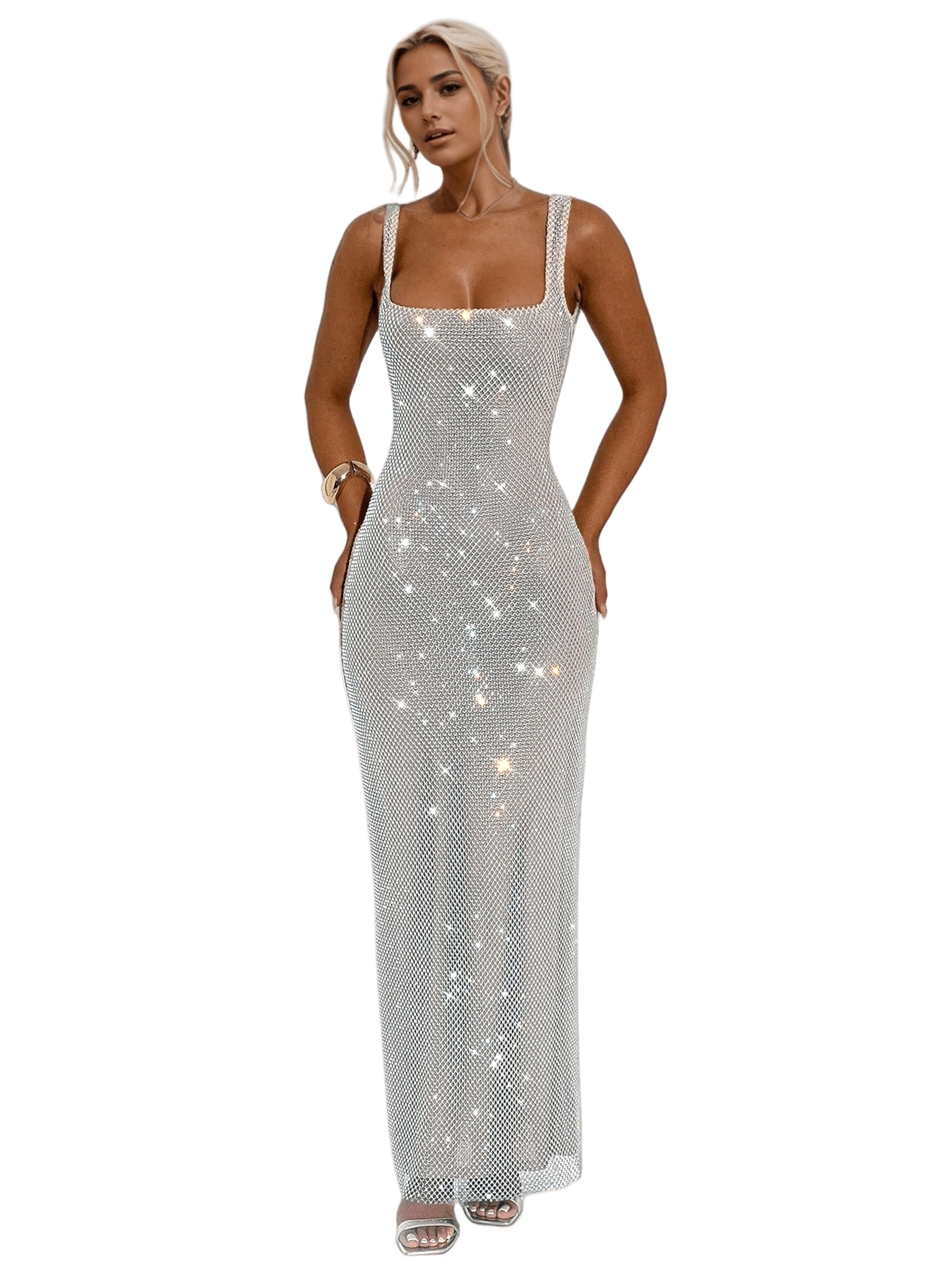 Glitter Mesh Bodycon Dress for Women 2025 Birthday Bachelorette Party