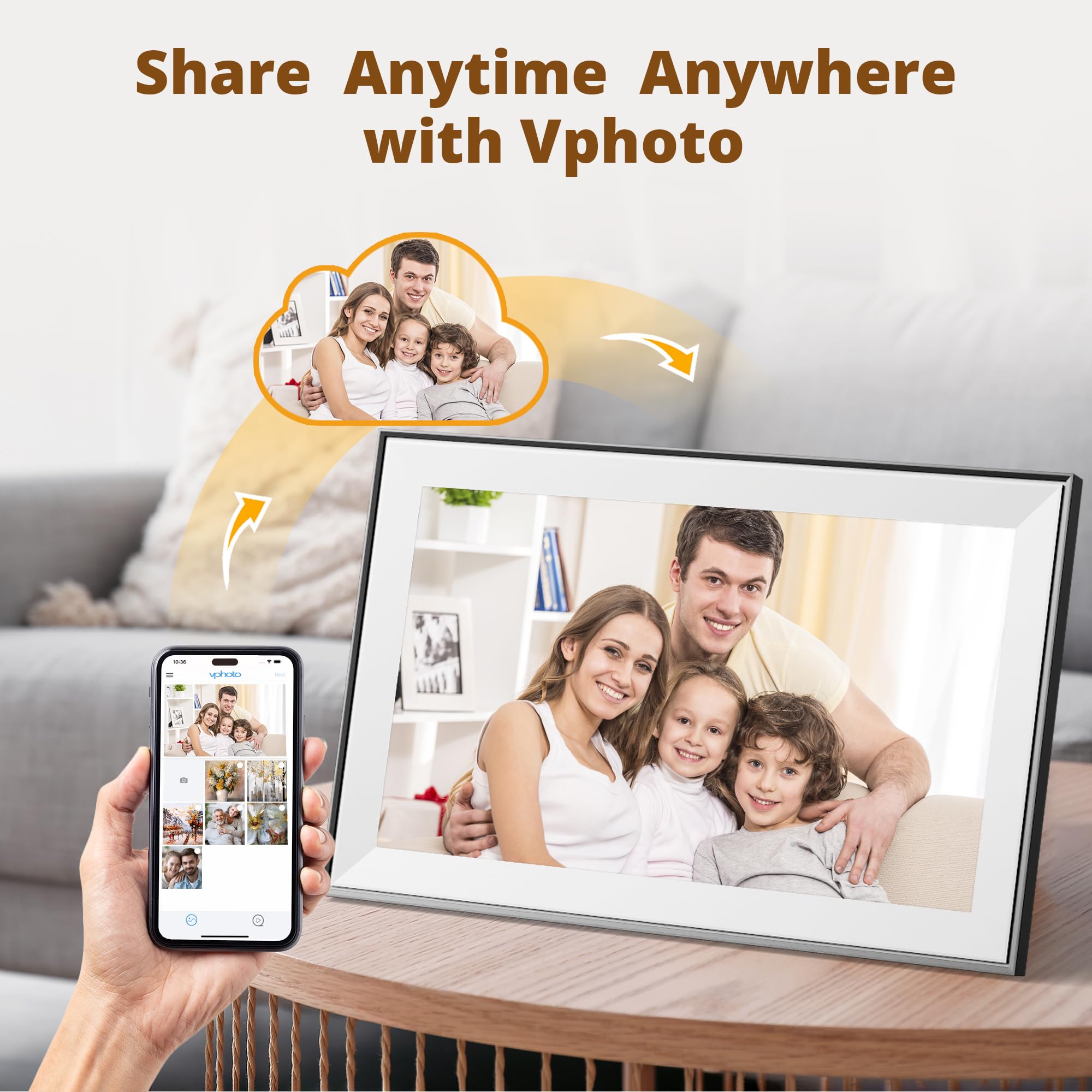 BYYBUO 15,6 inch WiFi digitale fotolijst, 1366 x 768 IPS touchscreen digitale fotolijst, 32G walnootbruin, deel foto's of video's via de Frameo- app Prime Day BYYBUO 15,6 inch WiFi digitale fotolijst, 1366 x 768 IPS touchscreen digitale fotolijst, 32G walnootbruin, deel foto's of video's via de Frameo- app Prime Day