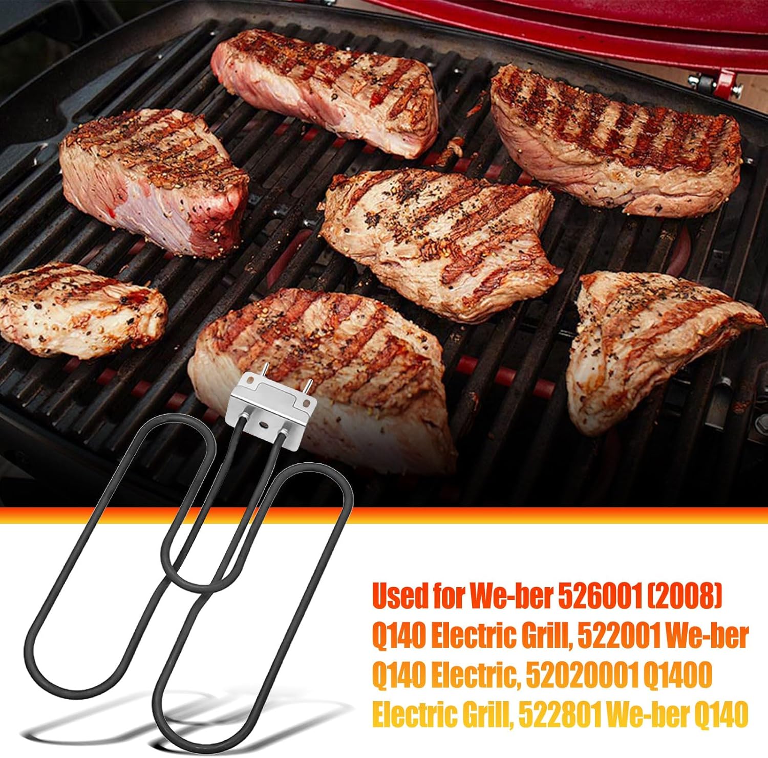 JOJOCY Grill Heating Element for Weber 80342 80343 65620 Q140 Q1400, 120V 1500W BBQ Grill Heating Element Replacement Part Electric Grill Heating Element