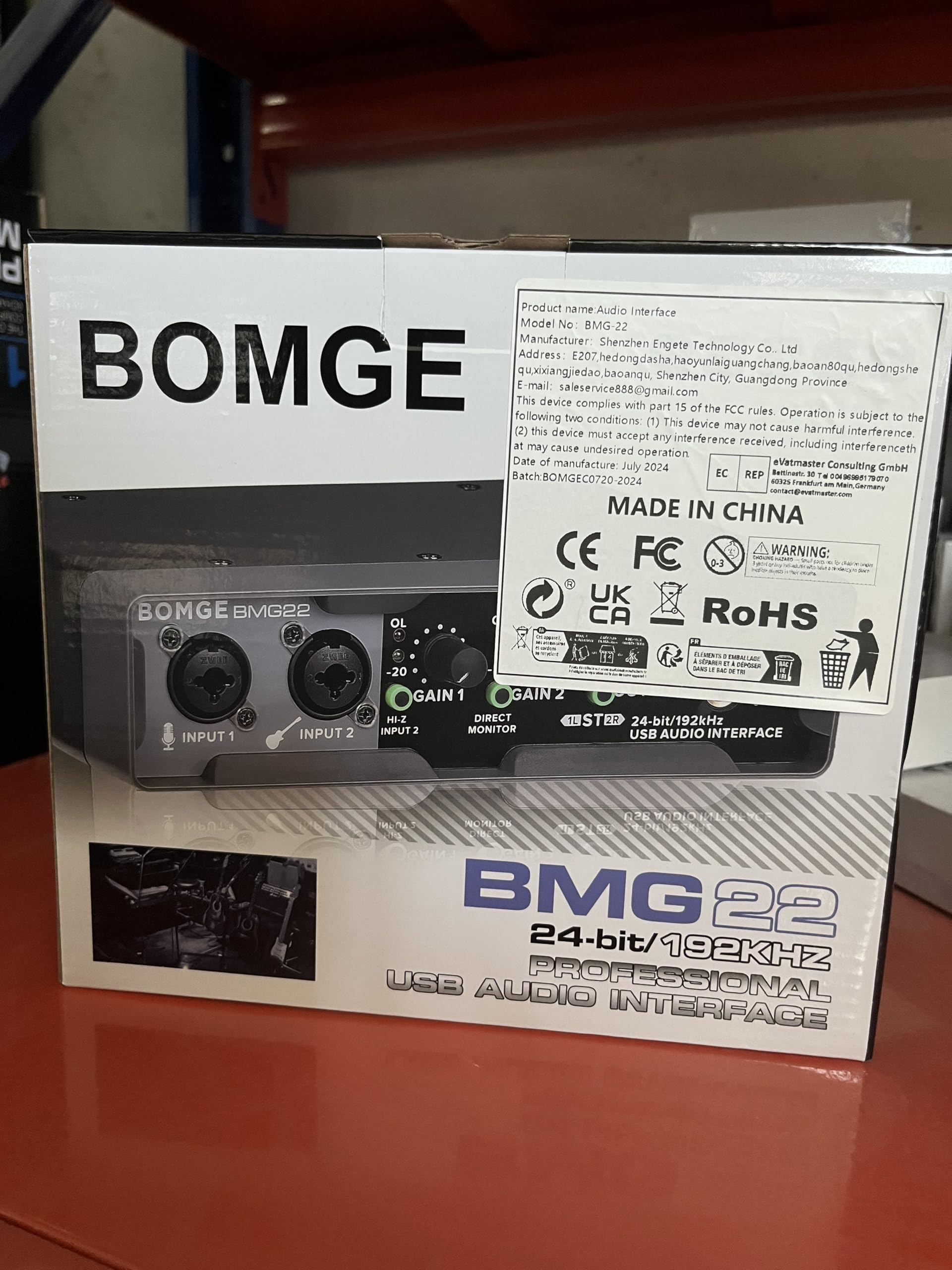 BOMGE Interfaz de audio USB (24 bits/192 kHz) con XLR, alimentación fantasma, monitoreo directo, bucle trasero para grabación de PC, transmisión, guitarrista, vocalista y podcasting