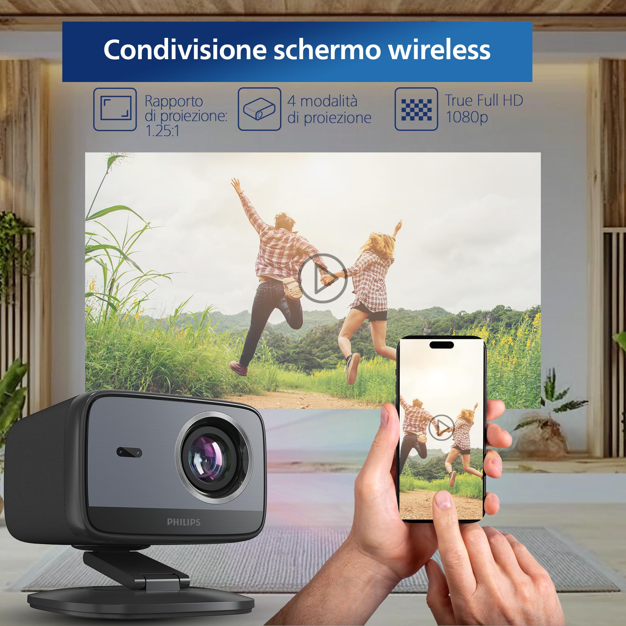 Videoproiettore - PHILIPS - NEOPIX 450 - Full HD 1080P - 500 ANSI lumen - Nero