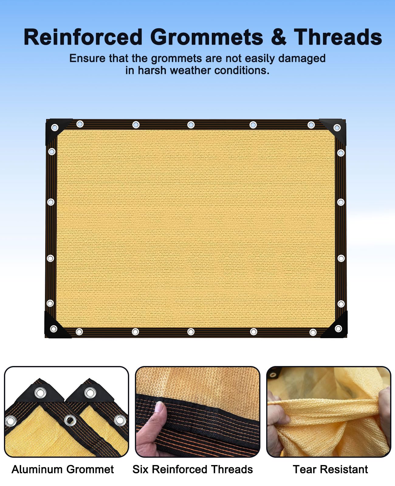 Filet D'ombrage HDPE 95% UV – Exterieur Toile D'ombrage Rectangulaire Anti-Déchirure avec Œillets, Voile D'ombrage Respirant pour Serre, Jardin, Potager, Terrasse, Pergola, Balcon