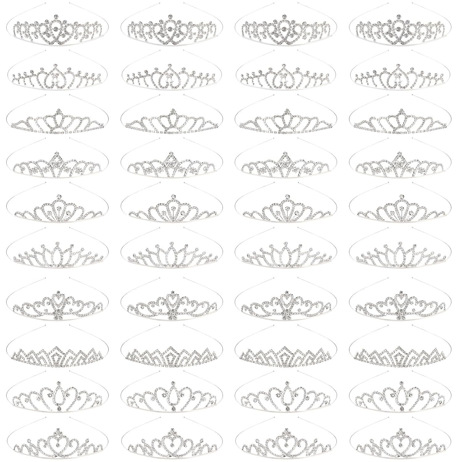 TOBATOBA 40Pcs Tiaras for Women Girls Sparkling Rhinestone Tiaras Bulk Set Princess Crowns for Women Girls Crown Headband for Birthday Party Wedding School Classroom Costumes Proms