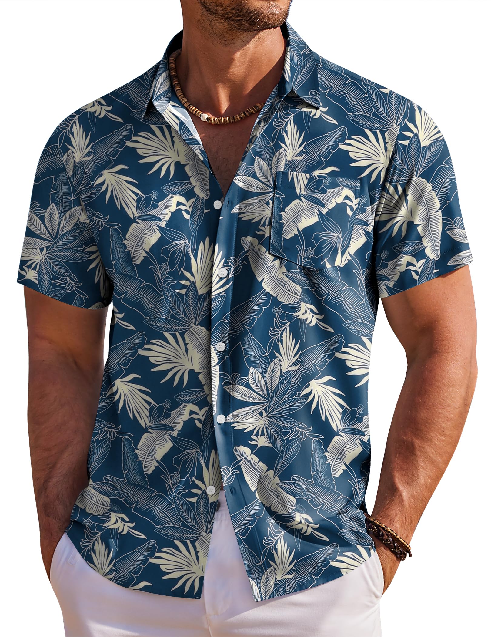 COOFANDY Hawaii Hemd Männer Kurzarm Sommerhemd Hawaiihemd Herren Urlaubshemd Blumen Strand Hemd Regular Fit