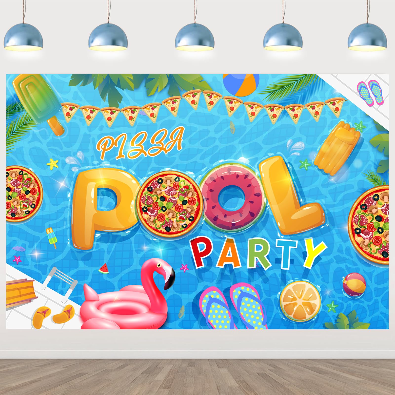 Pizza Pool Party Backdrop Summer Swimming Pool Decorations Pizza