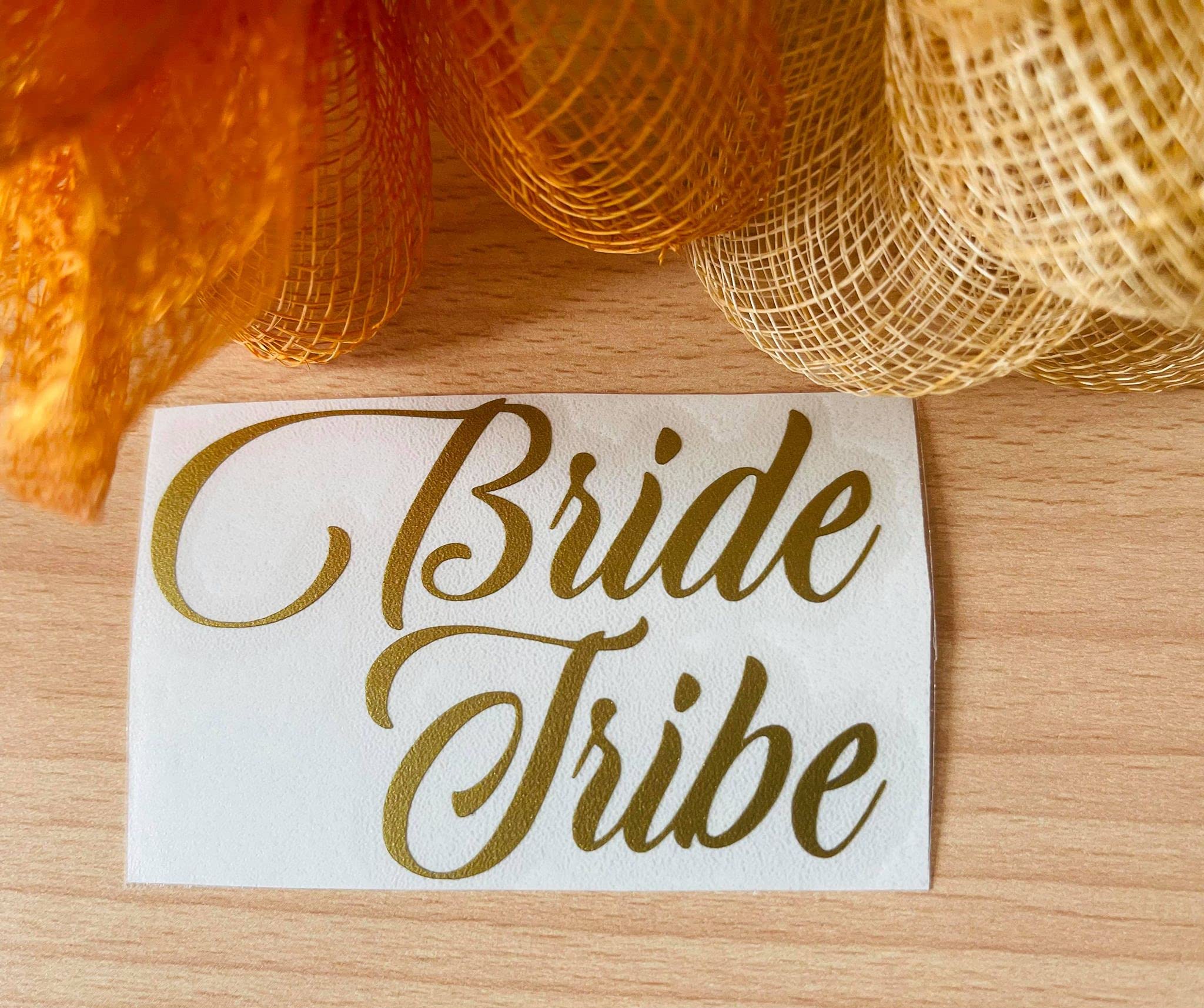 MURRIELLE Team Bride/Bride, Decal Label for Wedding Party champagne flutes glasses/wine glasses MATT FINISHED GOLD (5 BRIDE TRIBE + BRIDE)