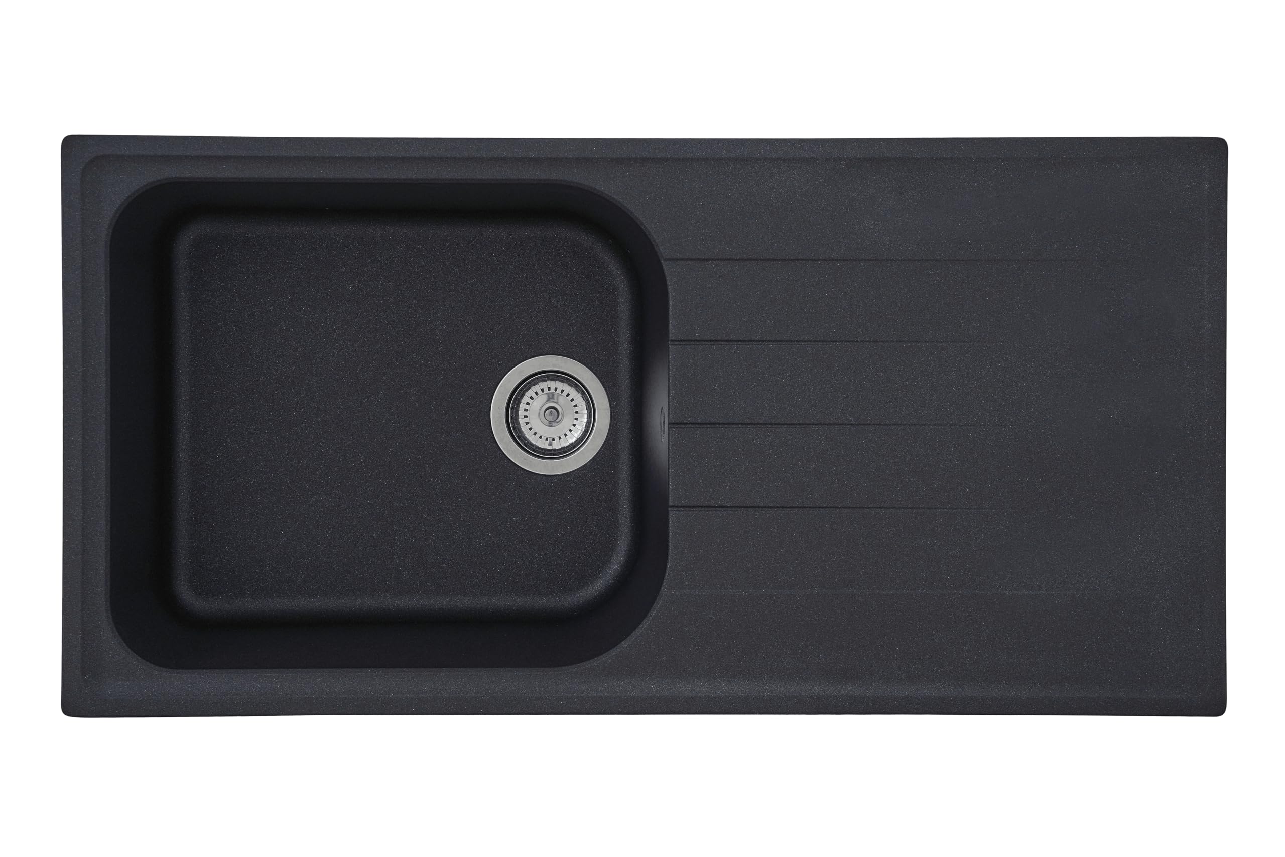 Respekta Lavello da Cucina Orlando in granito color Nero, Lavello da Incasso con 1 vasca, dimensioni 100 x 50 cm, Lavello Adatto per Mobili Sottolavello da 60 cm di Larghezza