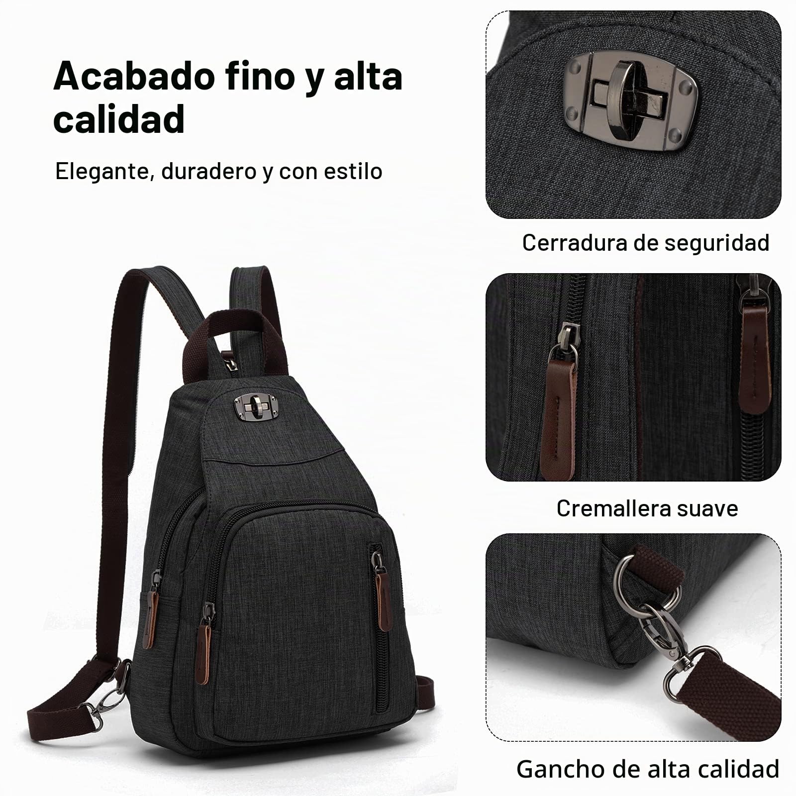 FANDARE Retro Bolsa de Pecho Pequeño Mochila Bolsos Cruzados Sling Crossbody Bag Bolsa de Hombro para Hombre Mujer Viaje Gimnasio Deportiva Ciclismo Daypacks Durable Poliéster