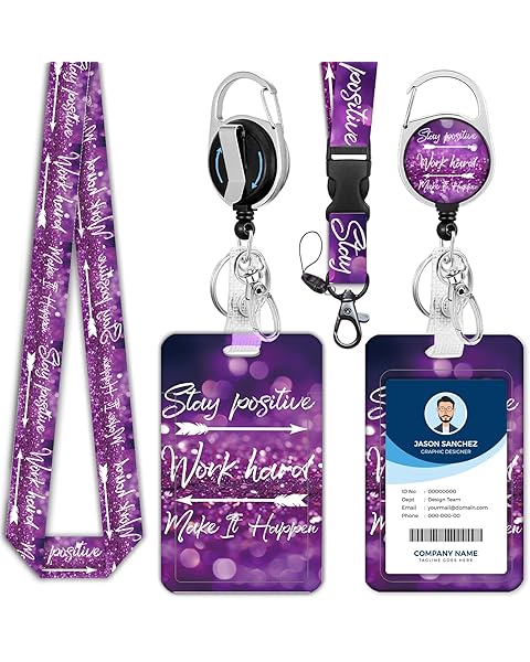 Inspirational Quote Lanyards for Id Badges,Cute Badge Reel Retractable and Detachab...