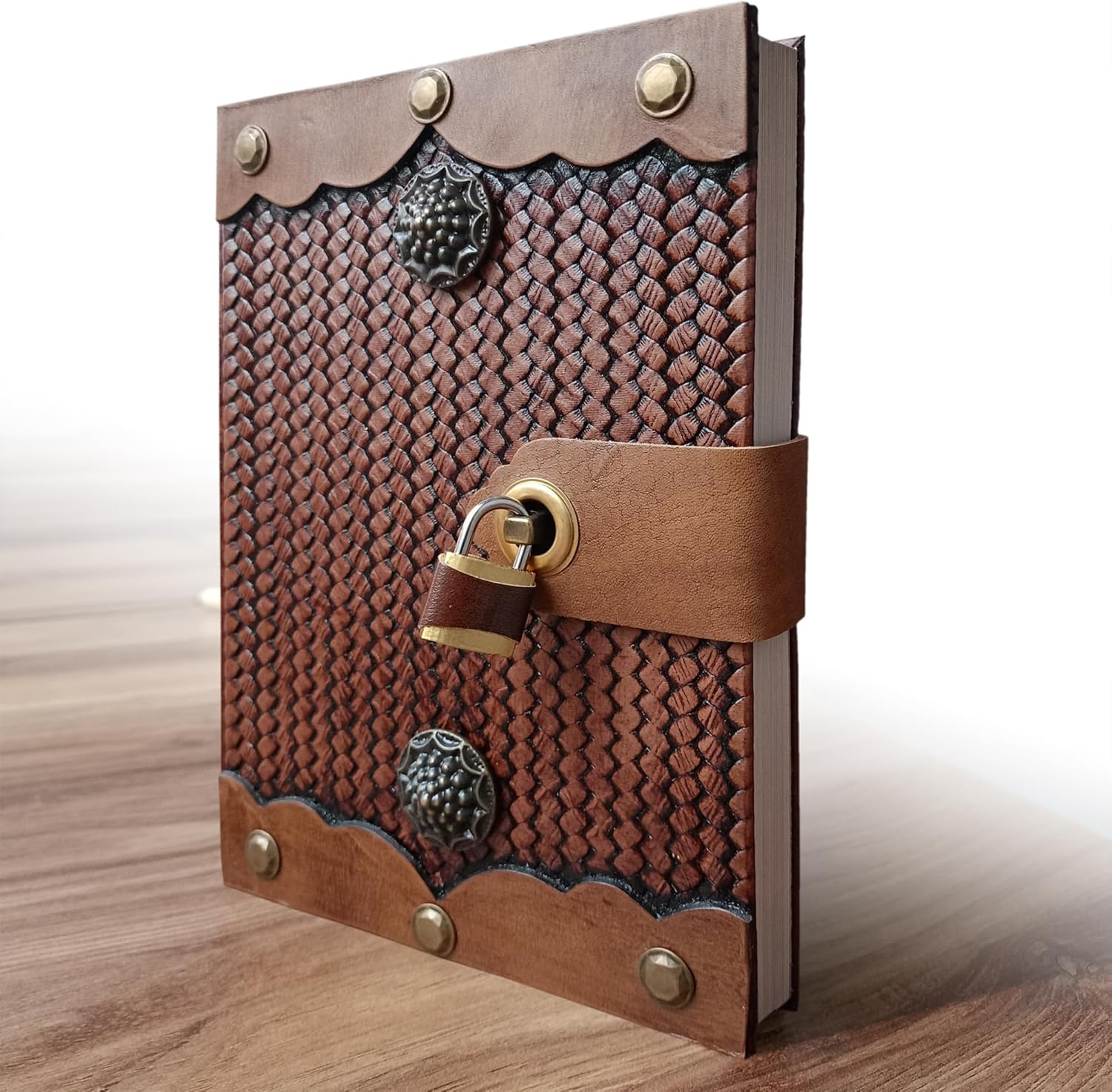 Antique Door Design Lockable Diary with Padlock, Handmade Leather Journal with Lock, Gift for Men Women Lined Paper Diary With Lock, 384 Pages Big size Journal for Writing Diary