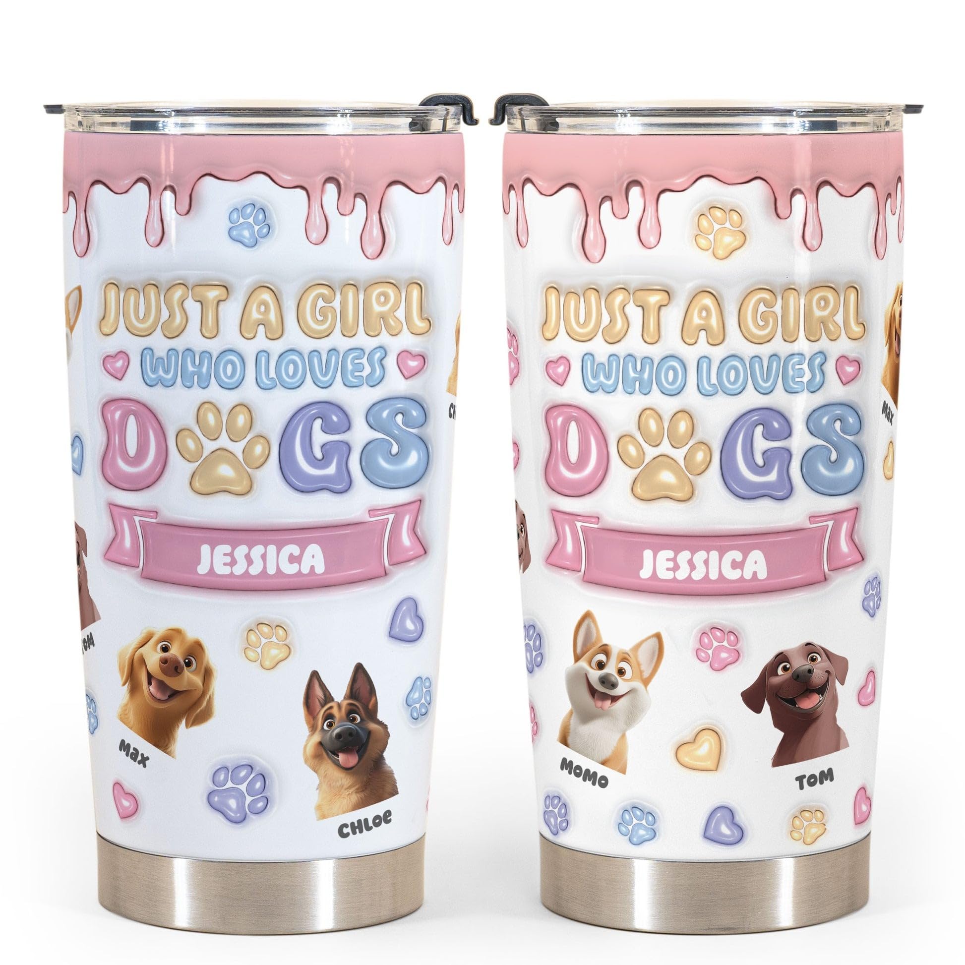 Customized Just A Girl Who Loves Dog 20oz Tumbler Gift for Dog Mom Dog Mama for Women Funny