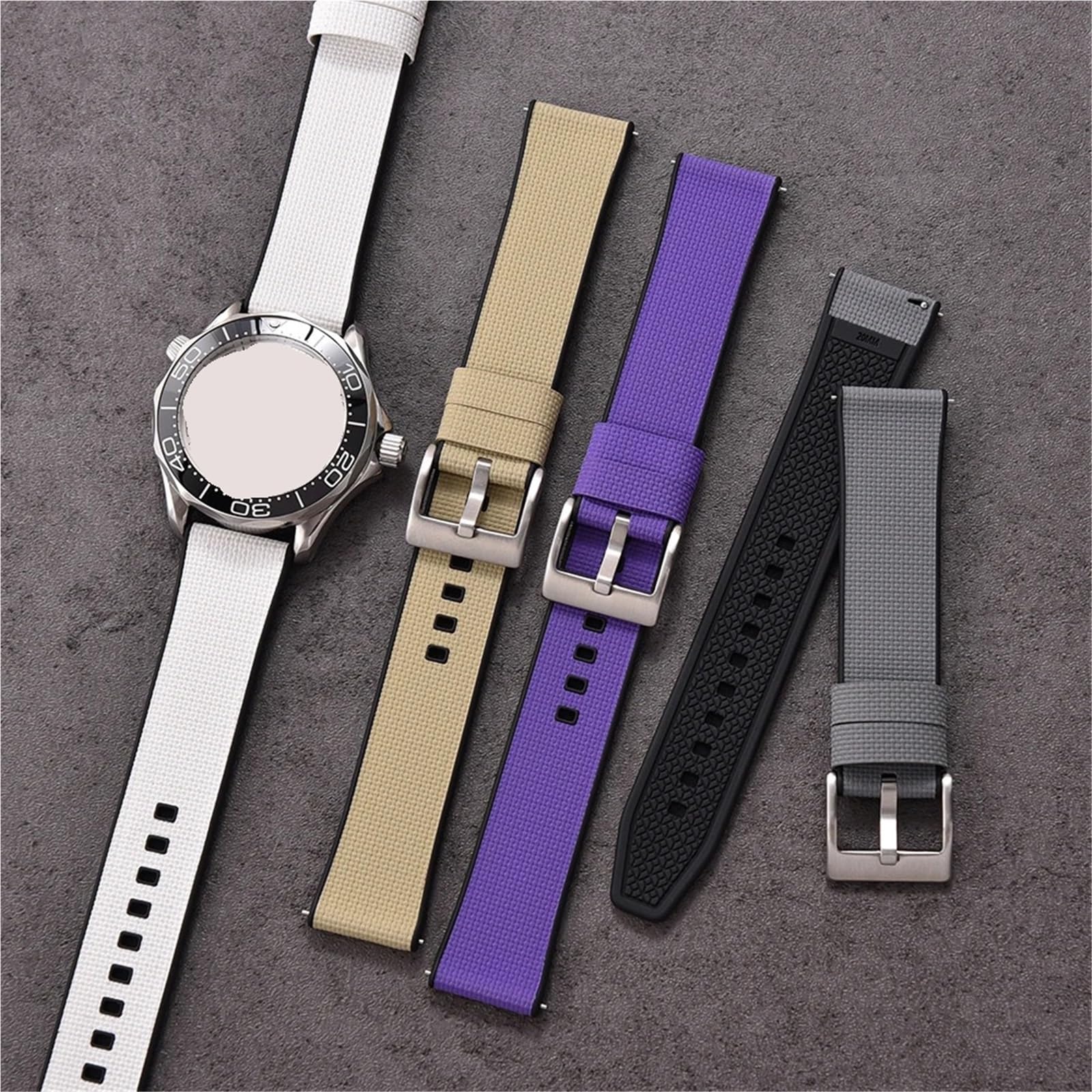 Generico Bracelet universel pour montre à dégagement rapide de 18-24 mm - Bracelet en caoutchouc texturé (Balck Orange 1,22mm)