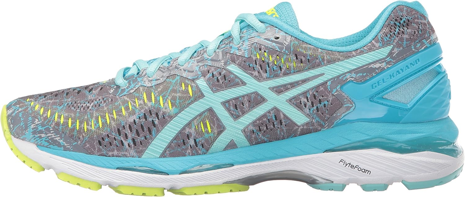 ASICS Women's Gel-Kayano 23 Running Shoes 5 Shark/Aruba Blue/Aquarium