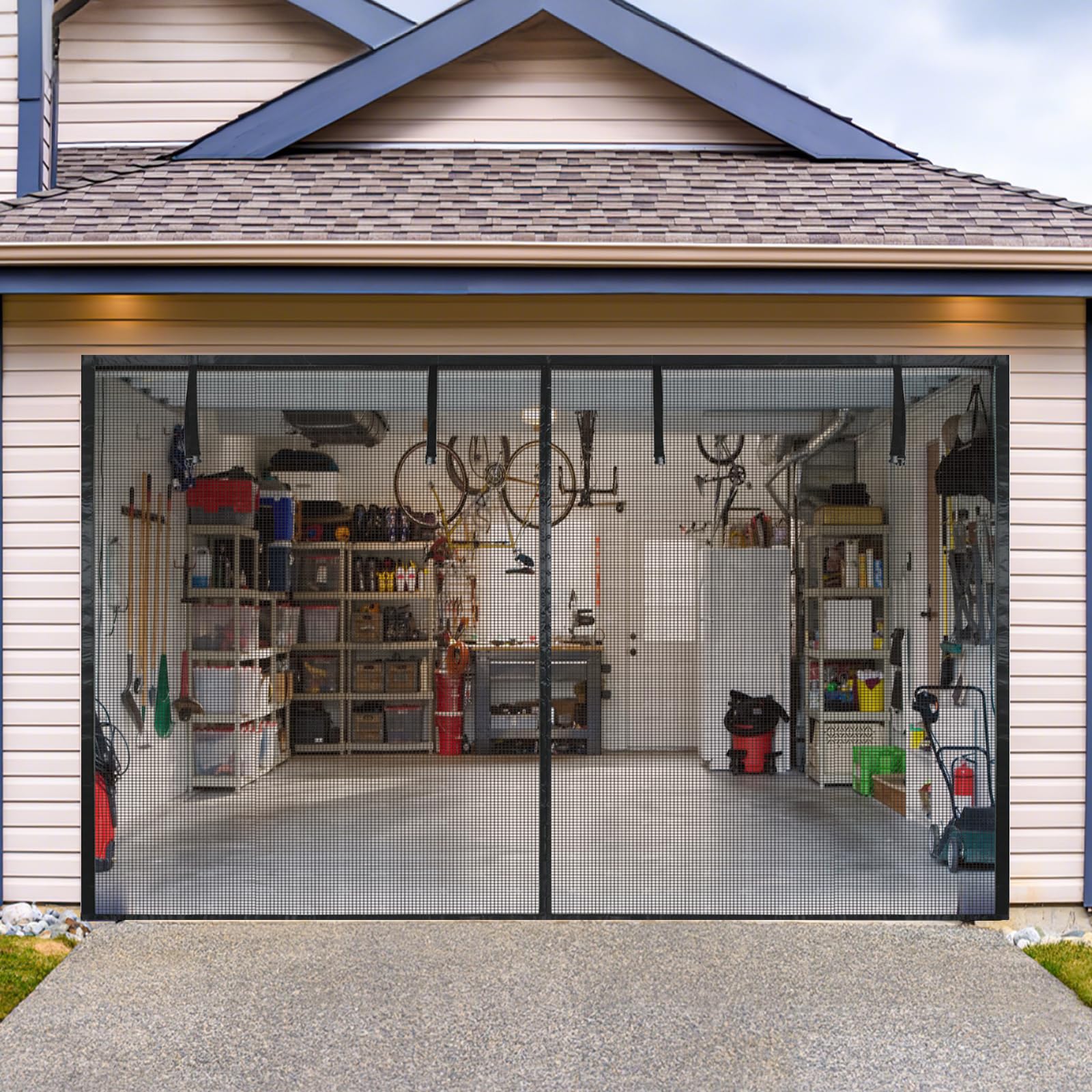 Garage Door Screen, Magnetic Fly Screen Door, Heavy Duty Mesh Garage Door Curtains