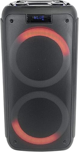 Miniatura 6 de Rockville Rock Party 8 - Altavoz Bluetooth dual de 8 pulgadas y 500 W, luces LED, 2 entradas de micrófono, Mega Bass, emparejamiento TWS, para