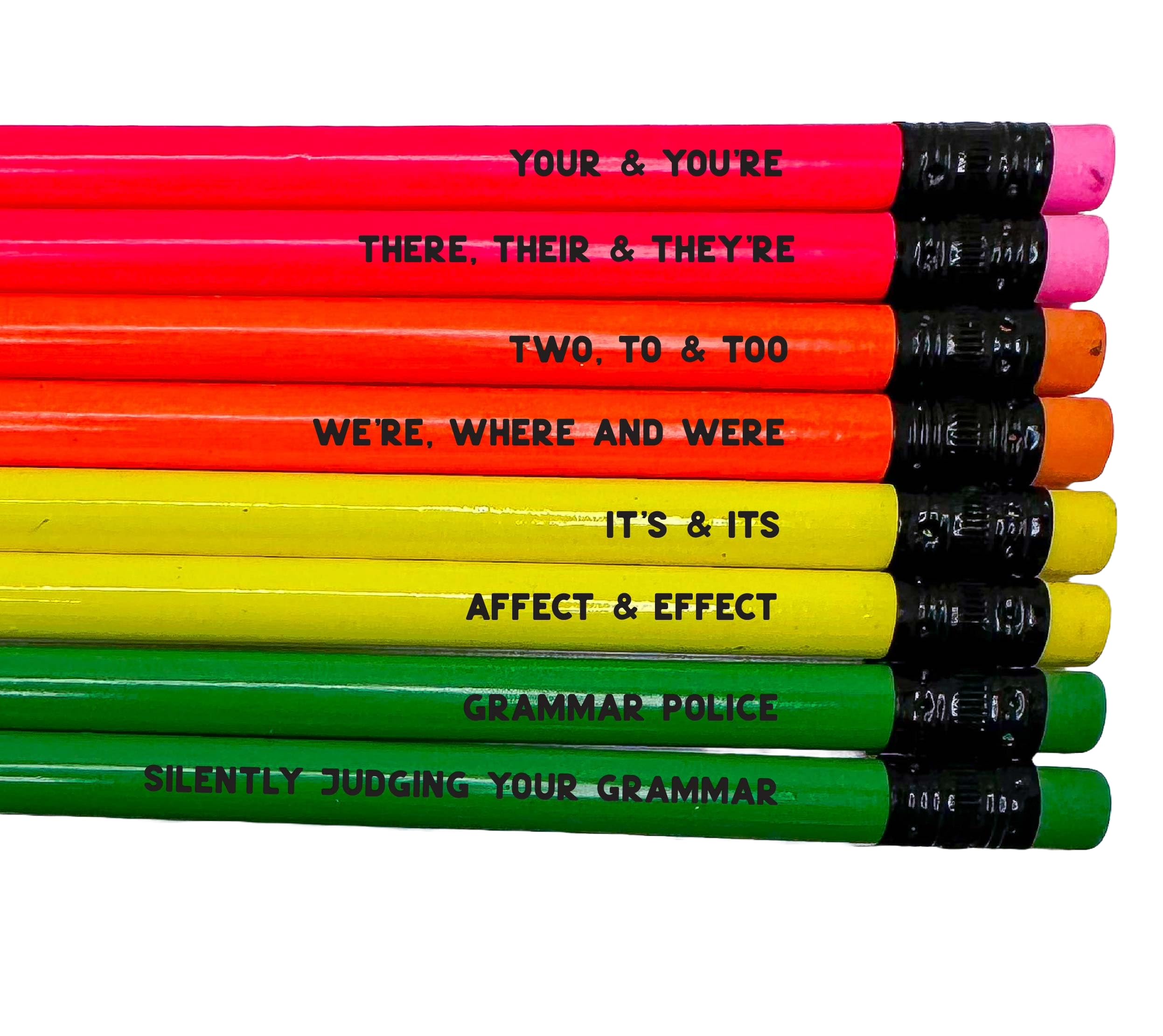 Dios Designs Grammar Pencils Set of 10, choice of colours (Rainbow Foil)