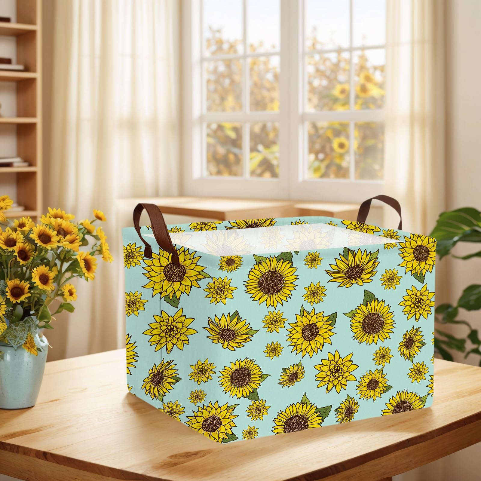 Cute Rectangle Storage Basket, Sunflower