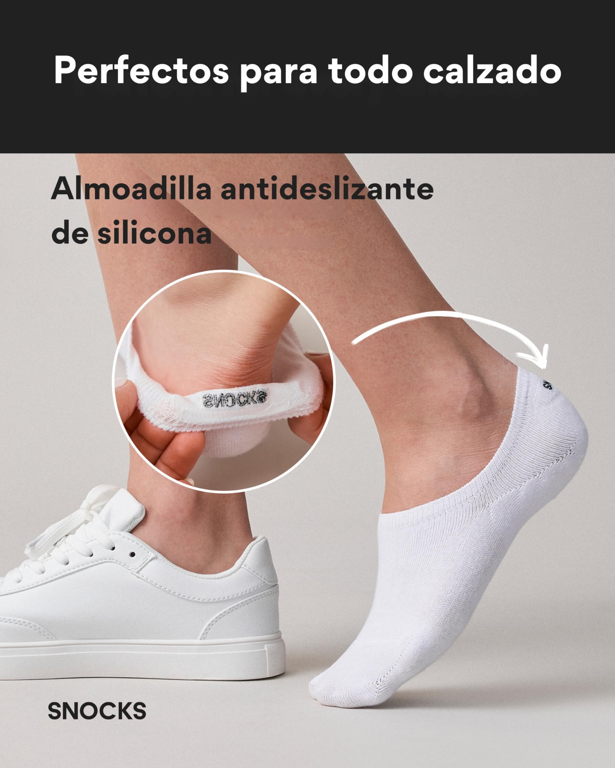 Snocks Calcetines Invisibles Algodón Orgánico Ultrasuaves Hombre Mujer Tallas 35-46