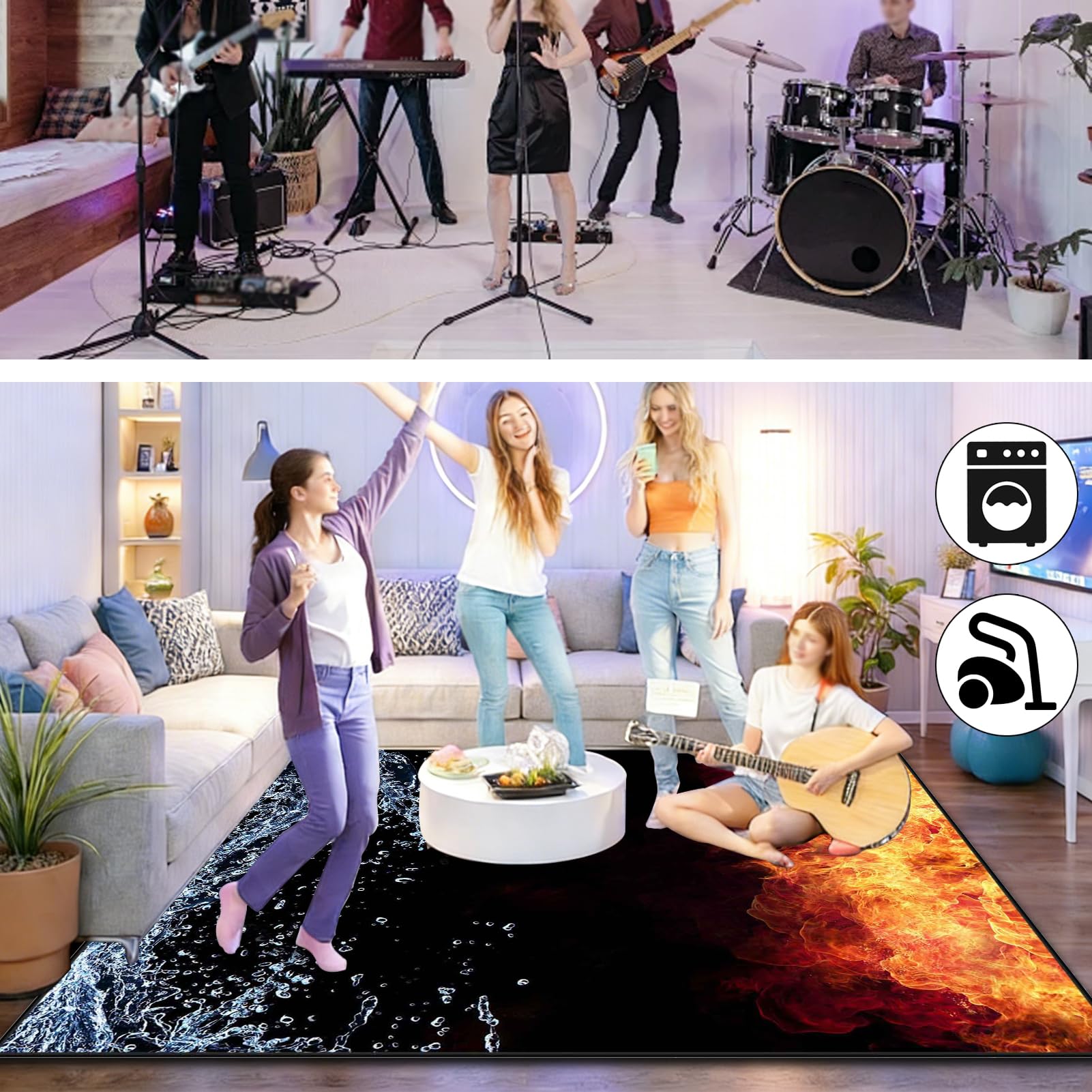 170 x 140 cm Dywan z baterią elektroniczną Dźwiękoszczelny Antypoślizgowy Dywan Pochłaniający Akustyczny Profesjonalna mata do instrumentów muzycznych do instrumentów muzycznych do gitary basowej