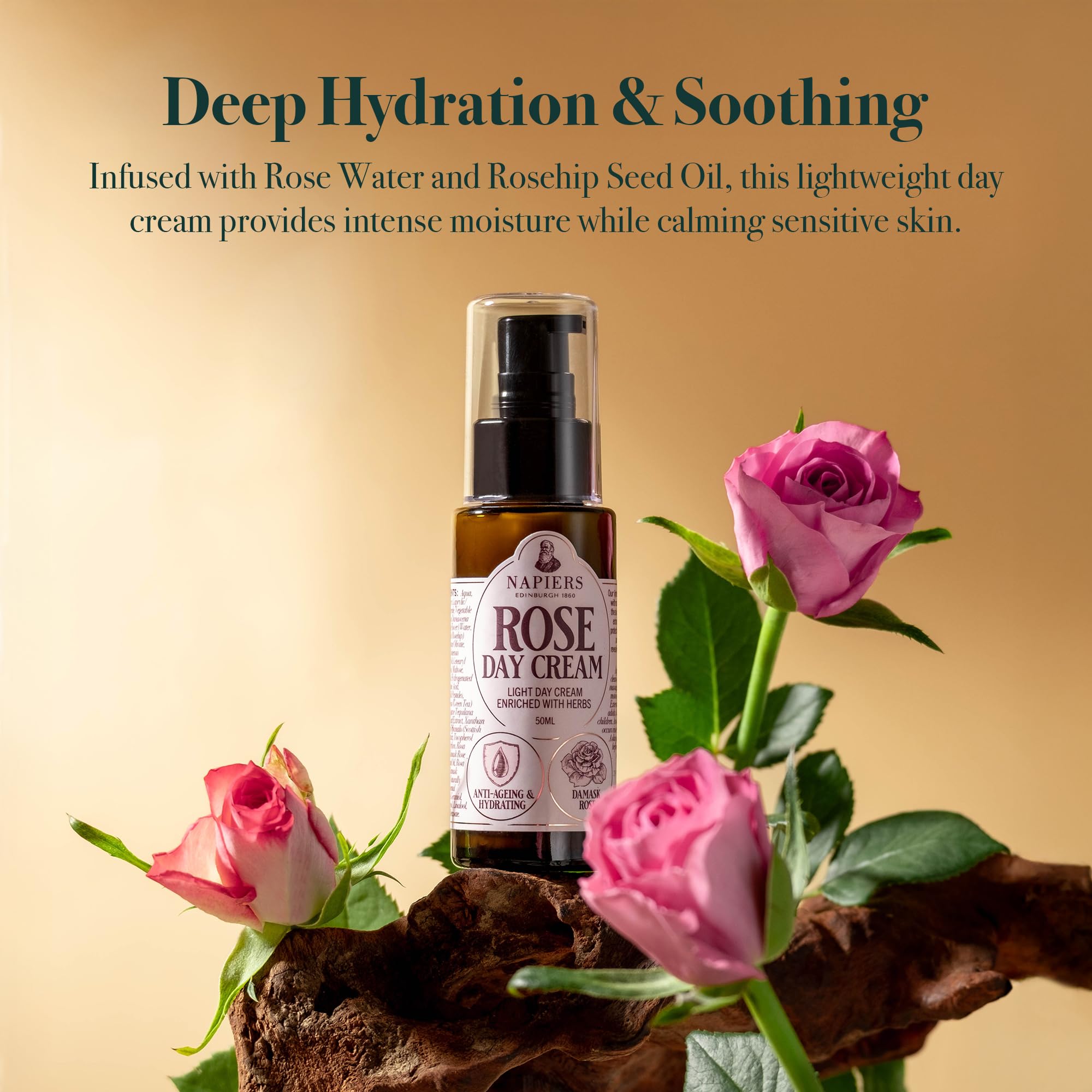 Napiers Rose Day Cream, Hydrating & Anti-Ageing Face Moisturiser with Rosehip & Green Tea - Image 2
