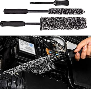 bzczh Car Wheel Rim Brush Kit, Woolies Wheel Brush, Car Cleaning Brush Fiber Rod, Steel Ring Fiber Cleaning Brush, Long Non-Slip Handle Clean Brush, Great to Clean Car Wheel Rim