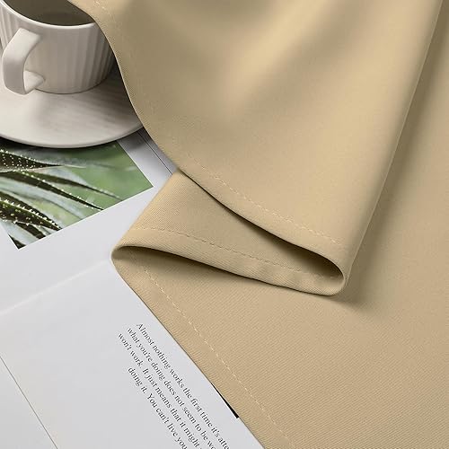Miniatura 6 de CUCRAF Juego de 2 paneles de cortinas opacas beige de 45 pulgadas de largo, cortinas de oscurecimiento de habitación para sala de estar y