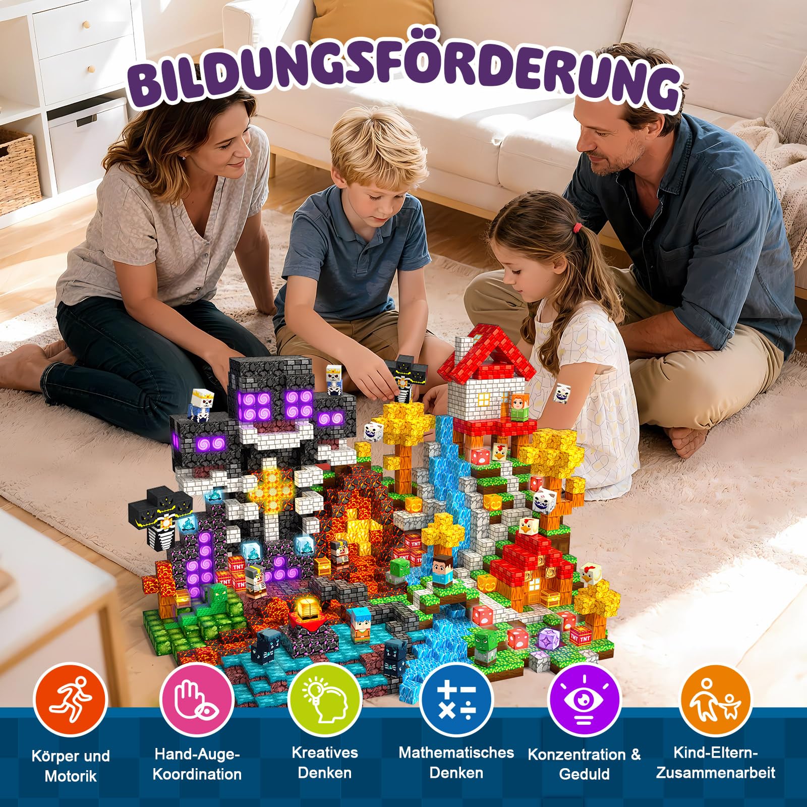Magnetische Bausteine 220 PCS 2CM Magnetbausteine für Kinder ab 3 Jahre Blocks, Montessori Spielzeug Magnete Kinder, Magnetische Bauwelt Geburtstag Geschenk ab 3 4 5 6 7 8 9 10 11 12 Jungen Mädchen