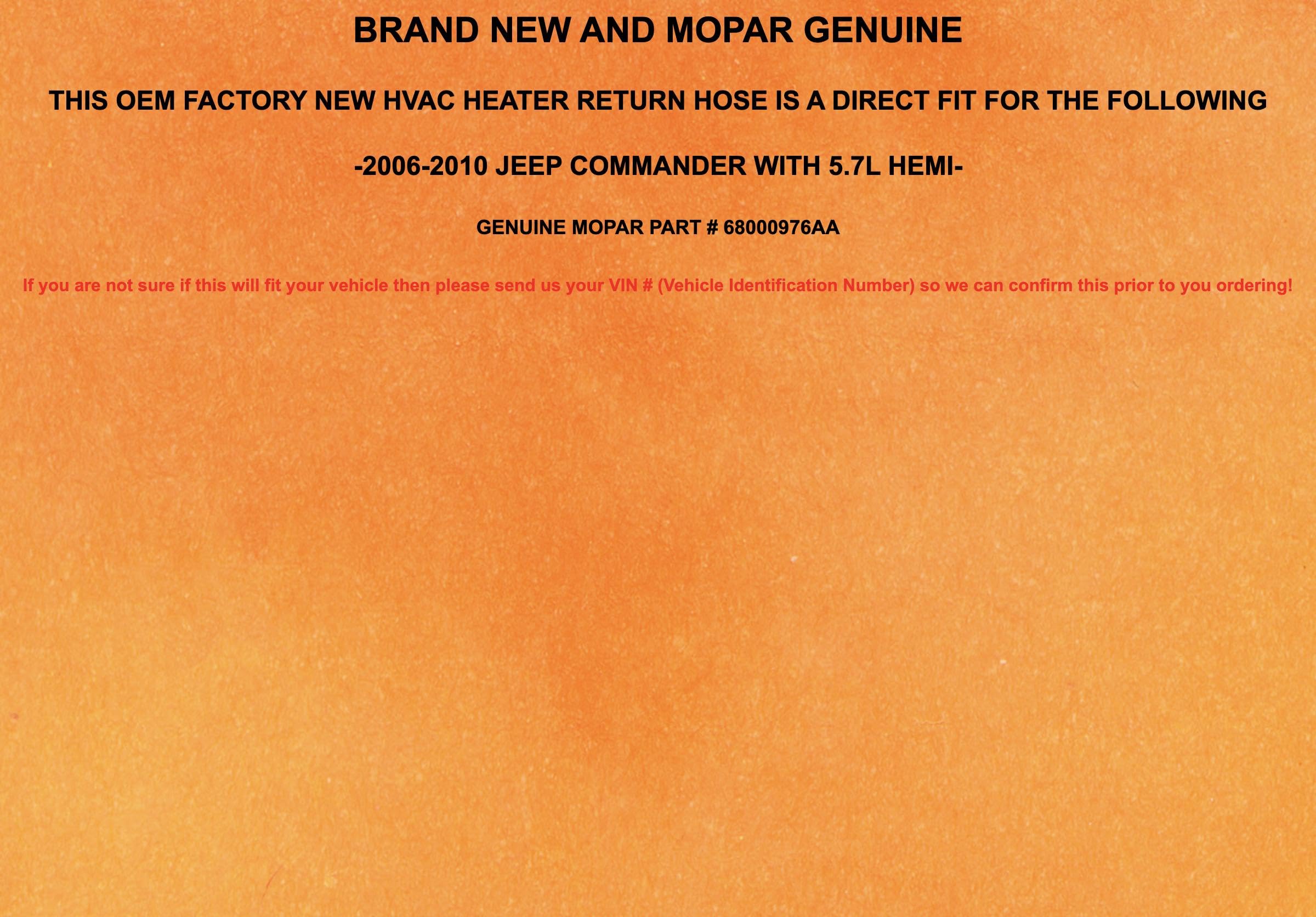 Amazon.com: OEM 5.7L HEMI HVAC HEATER RETURN HOSE 06-10 COMMANDER  