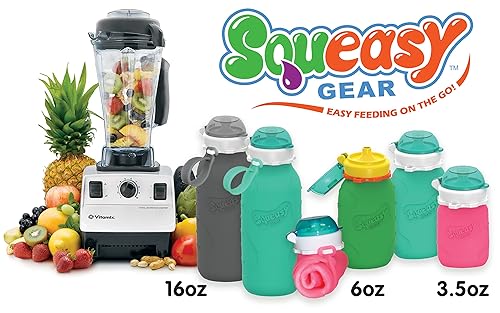 B07QMNKJ47_image_8 Squeasy Snacker - Bolsa de comida reutilizable de silicona para alimentos blandos y líquidos, para agua, salsa de manzana, yogur, batidos, alimentos