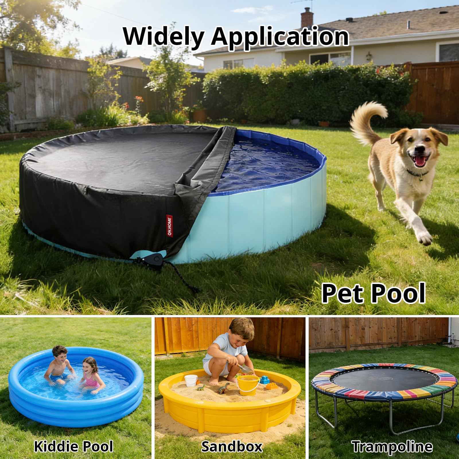 QH.HOME - Cubierta redonda para piscina de perros de 203 cm de diámetro x