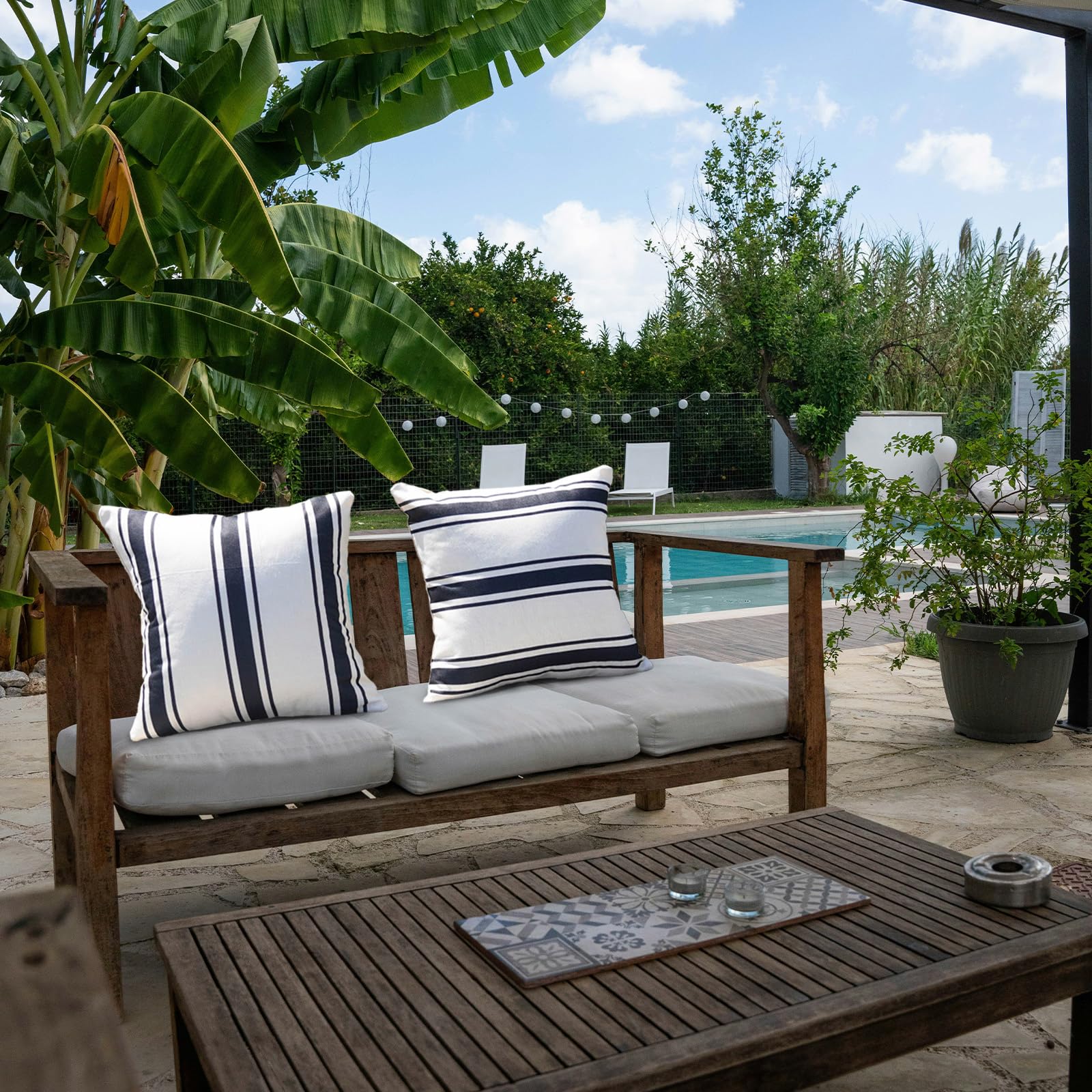 Outdoor-Kissenbezüge Set – 2 Stück, 30,5 X 50,8 Cm, Quadratisch, Reingelb, Wasserdicht Für Garten & Terrasse