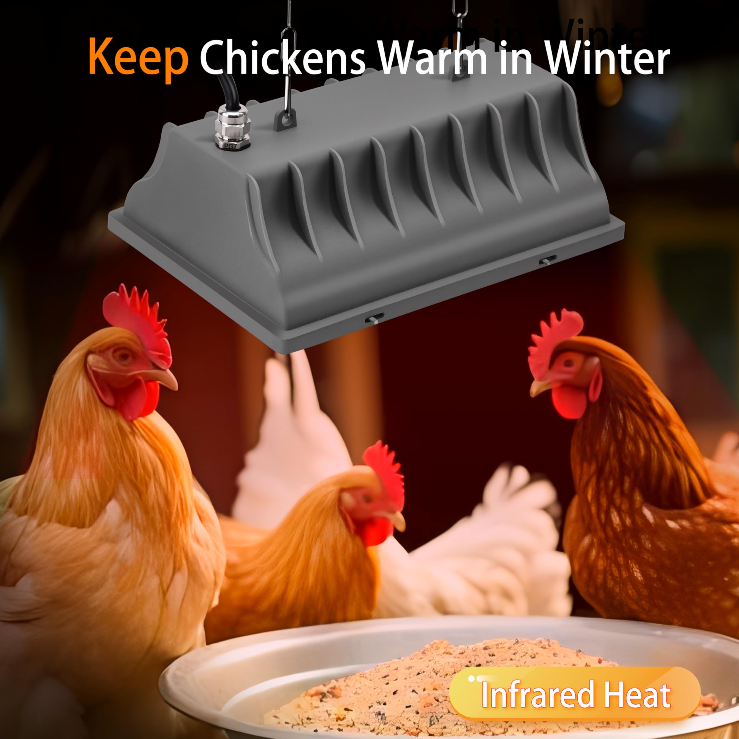 Lámpara calefactora de pollos, 175 W, placa de calefacción para pollitos, luz colgante, temperatura y altura ajustables con pantalla de aleación de aluminio anticaída, adecuada para pollos, patos