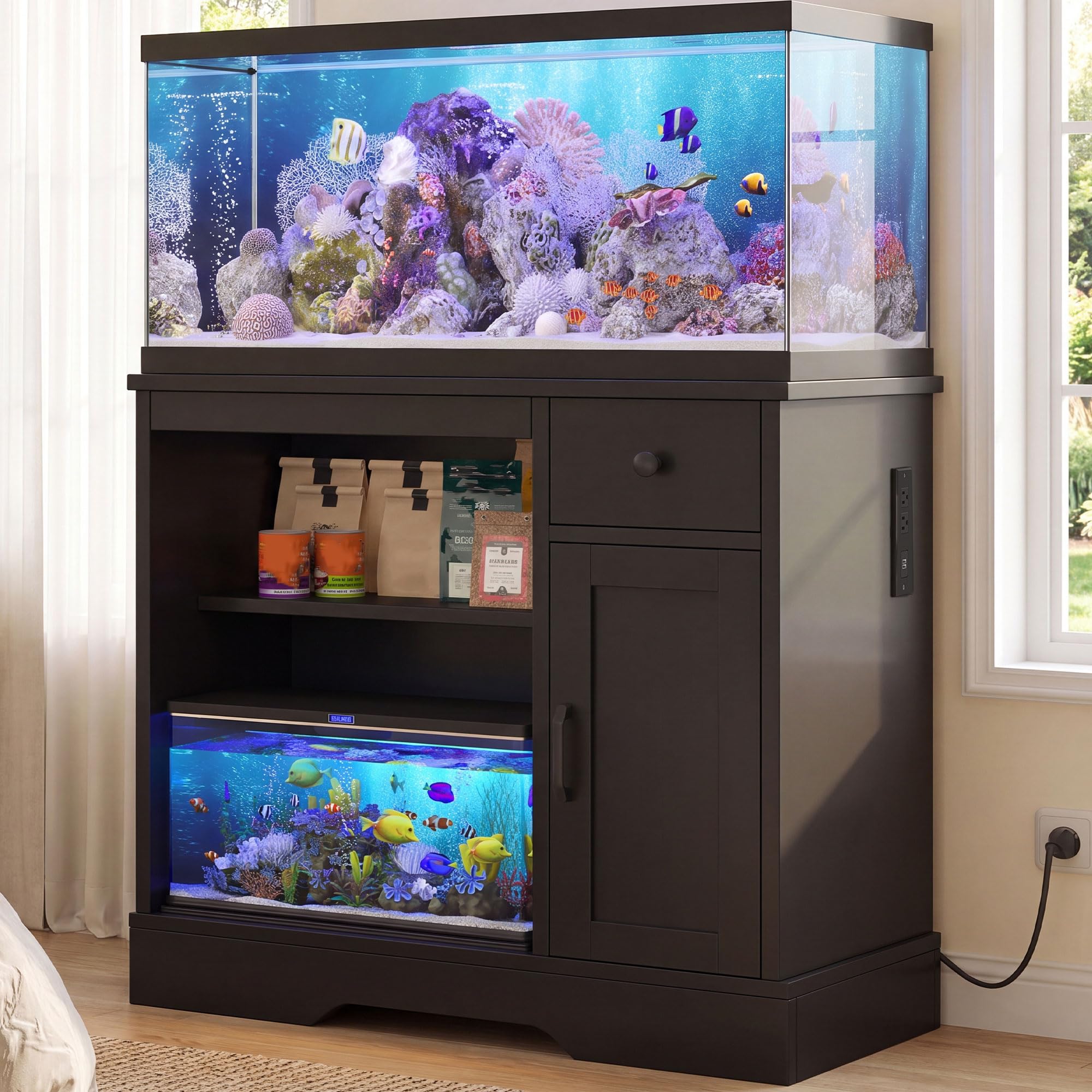 Heybly 20-29-37 Gal Fish Tank Stand with Power Outlets