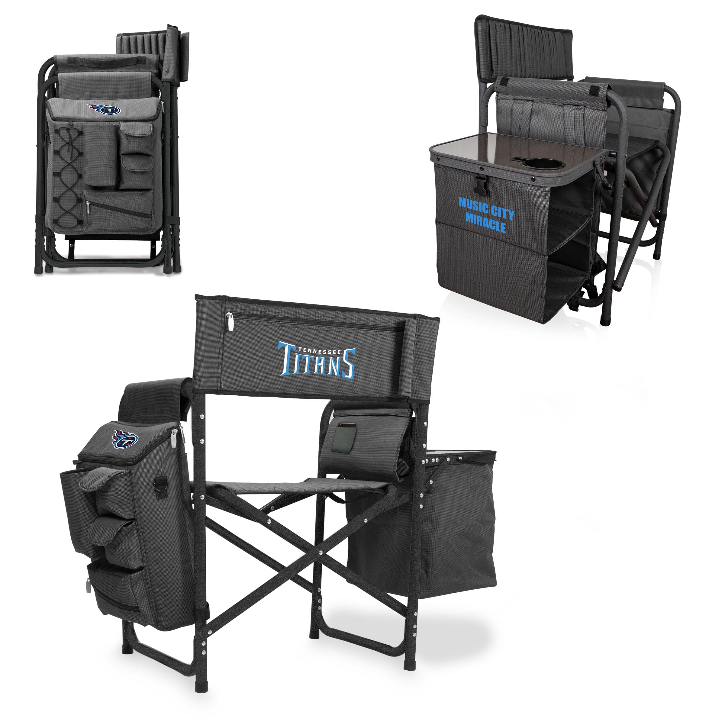 Picnic TIME NFL Unisex-Adult NFL Fusion Camping Chair with Side Table and Soft Cooler, Beach Chair for Adults, Lawn Chair