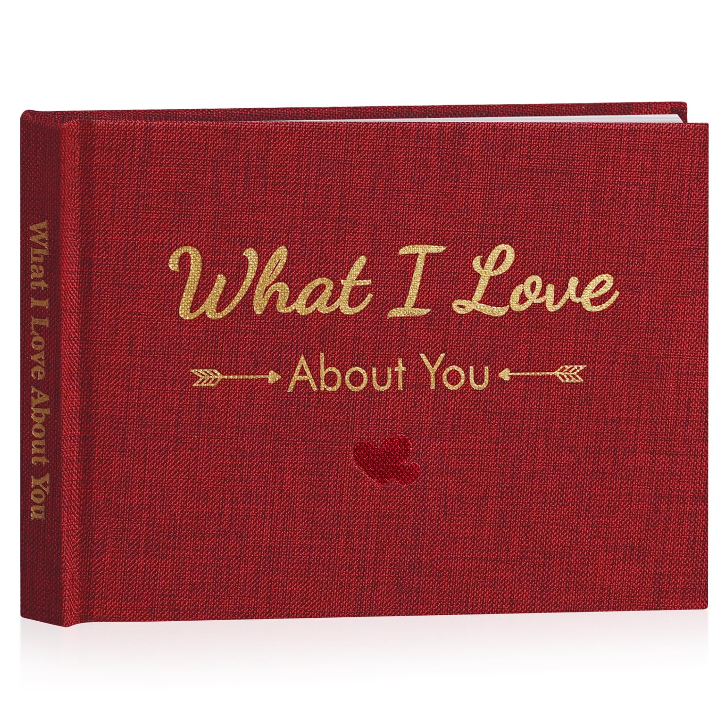 Miaikoe What I Love About You Fabric Journal for Couples Sentimental Gifts for Boyfriend, Husband, Birthday, Valentines Gifts (Red)