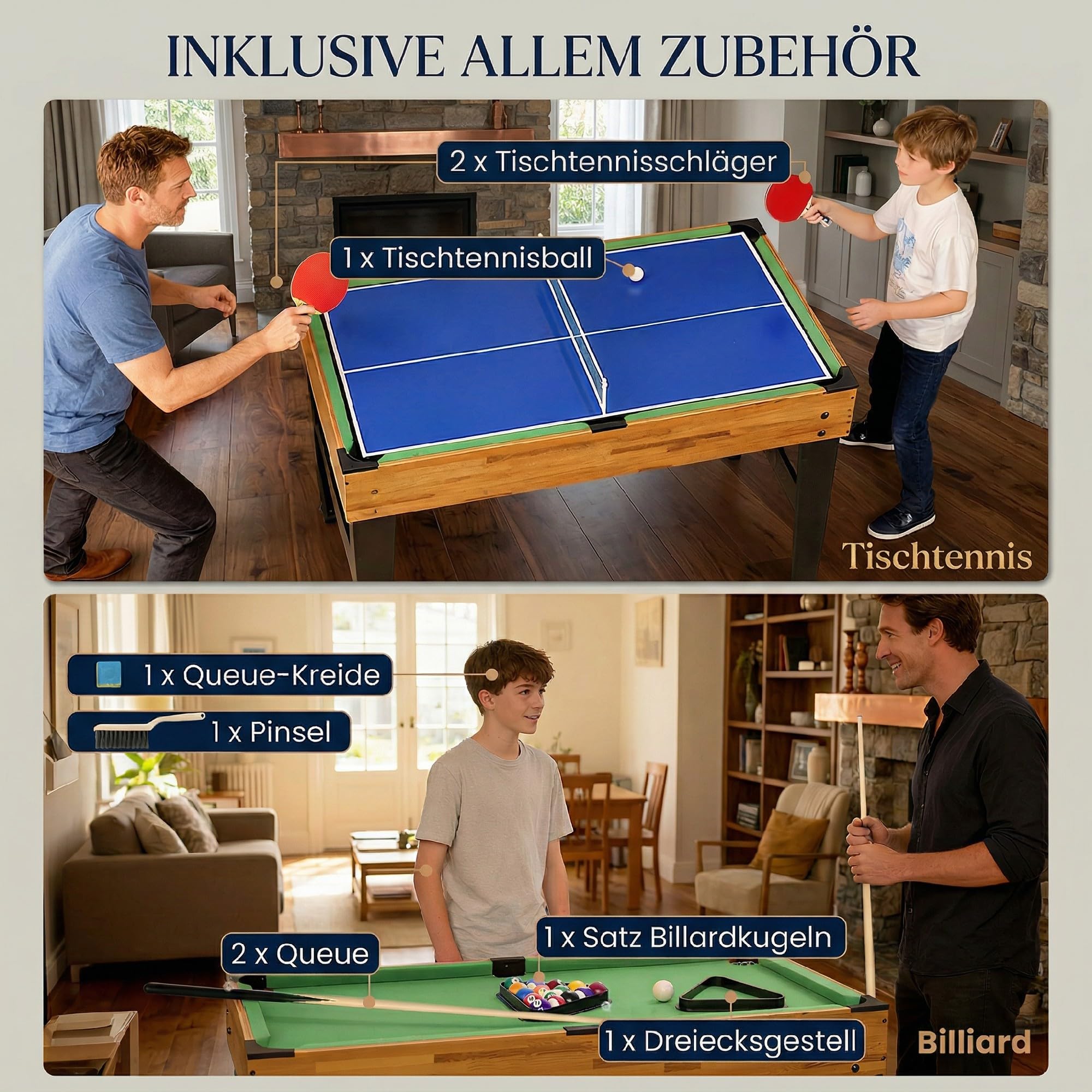 SPORTNOW 13-in-1 Multi Spieltisch Multifunktionstisch mit Tischtennis