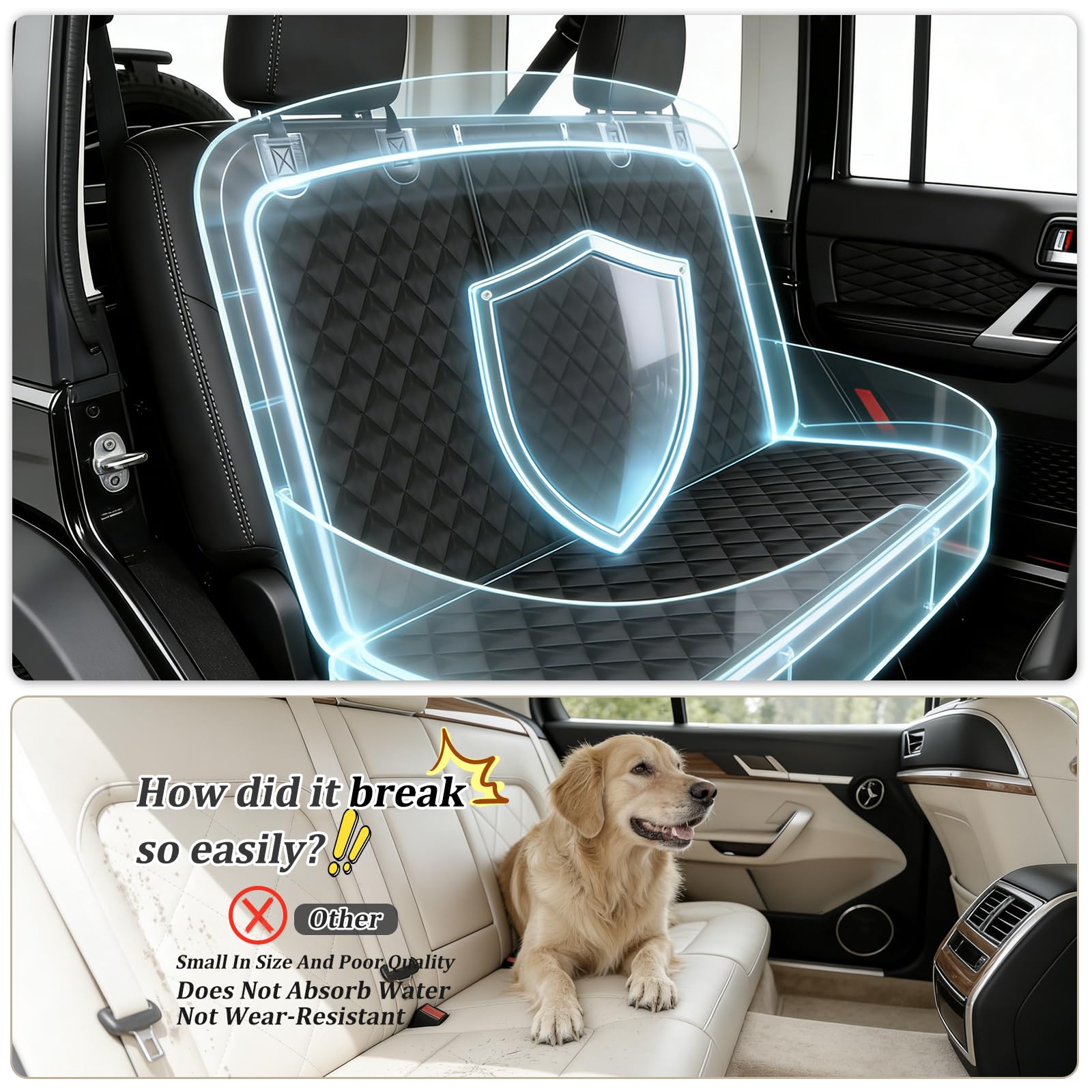 Hundedecke Auto Rückbank Wasserdicht Kindersitzunterlage Kompatibel mit Kindersitz und Hundegurt rutschfeste wasserdichte Autoschondecke mit ISOFIX Kompatibel mit Meisten Autos, SUV und LKW