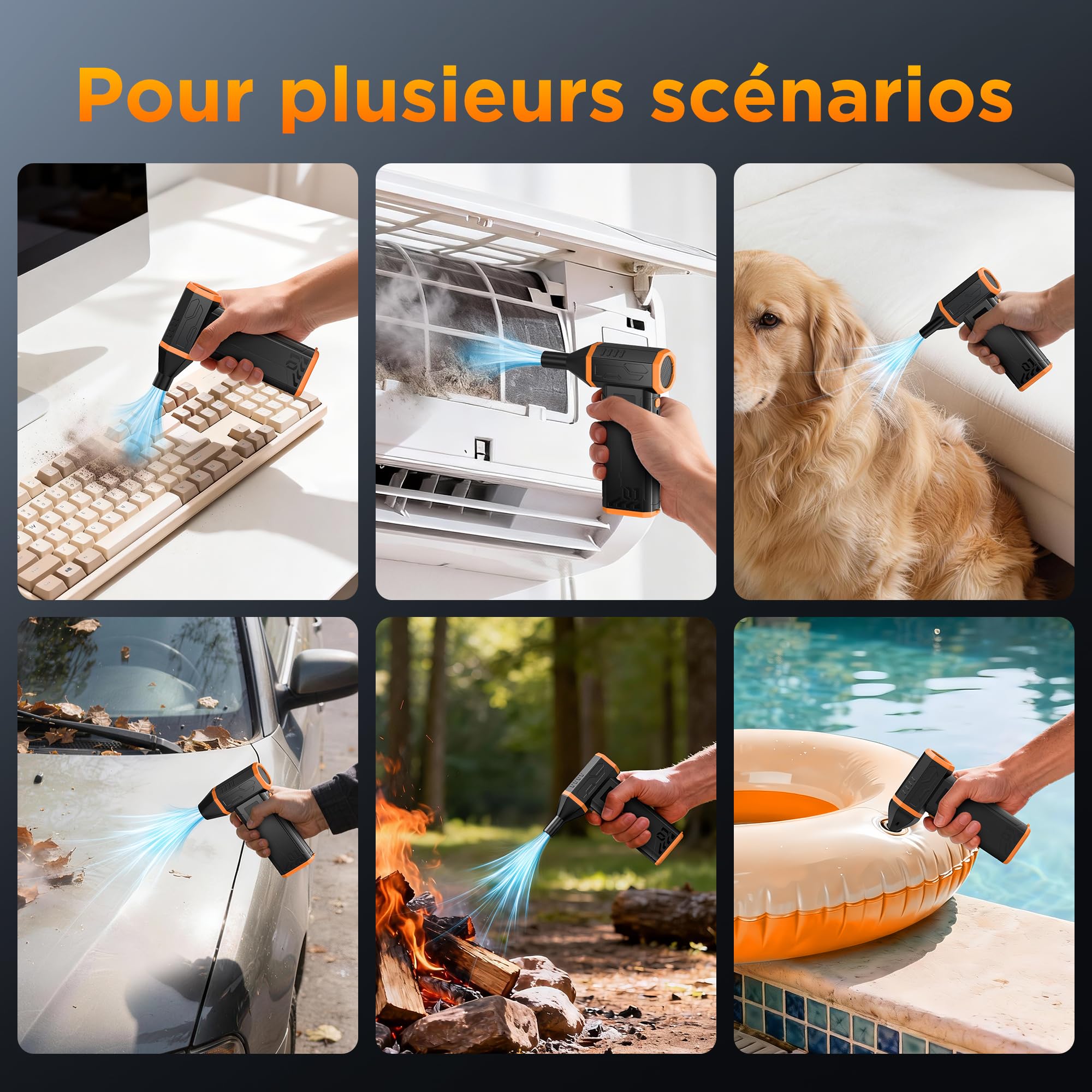 VIWAVE Souffleur Air Comprimé Nettoyage PC 150000 TR/Min, 3 Vitesses Souffleur PC avec Batterie 5200mAh,Mini Souffleur sans Fil Puissant avec LED,Bombe Air Sec - Nettoyage PC,Clavier, Voiture, Maison